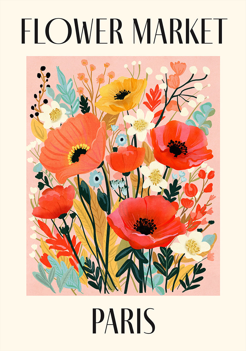 Póster Mercado de Flores Paris França