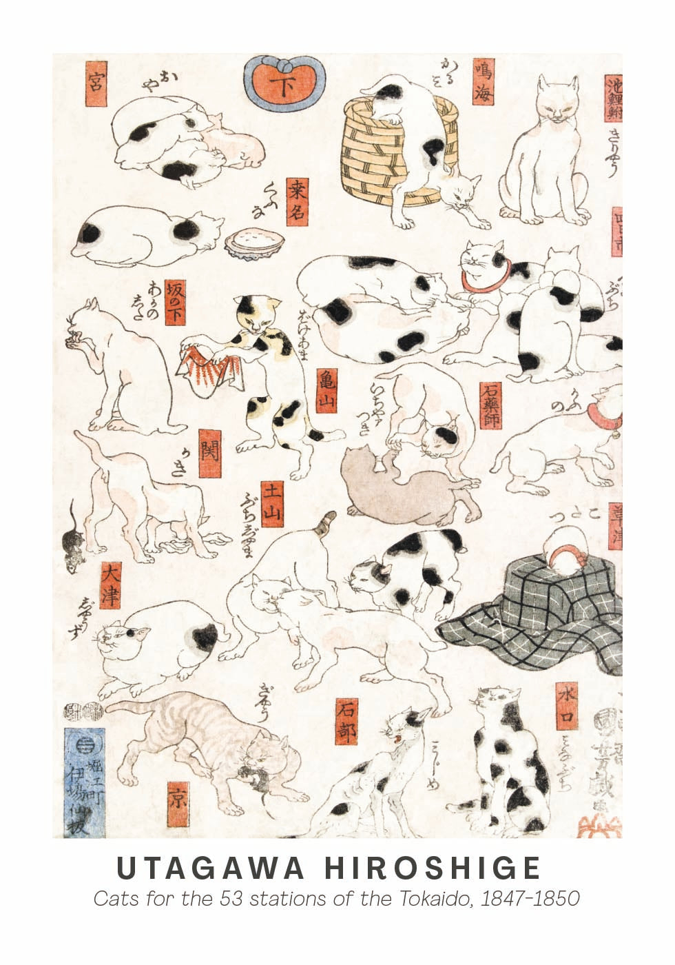 Cats of the Tokaido, Hiroshige Plakat - Posterbox.dk