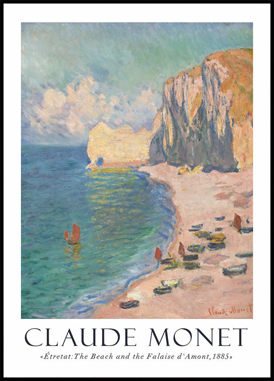 Claude Moent - Étretat, The Beach and the Falaise d_Amont Plakat - Posterbox.dk