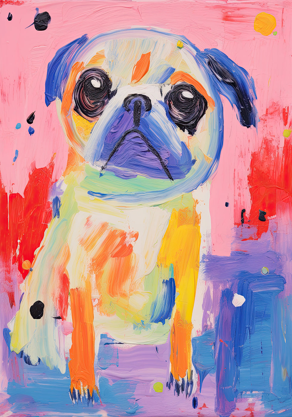 Colorful Pug Plakat - Posterbox.dk