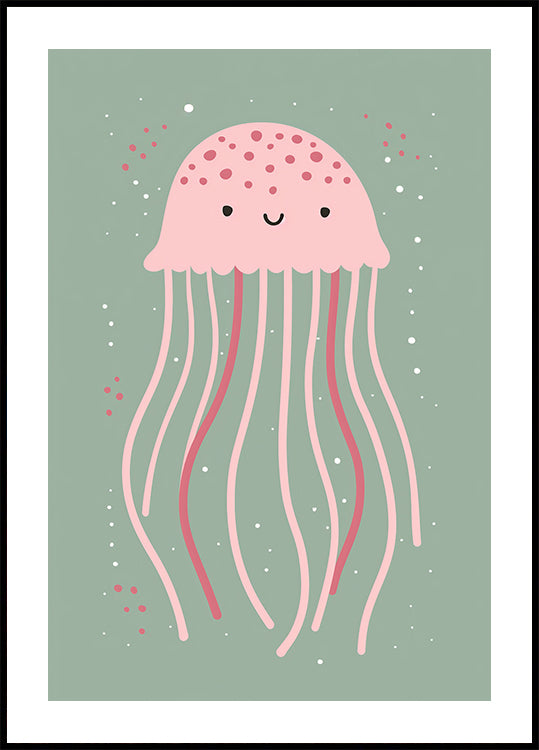 Cute Jellyfish Illustration Plakat - Posterbox.dk