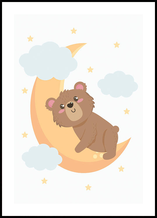Cute Teddy Bear Moon Plakat - Posterbox.dk