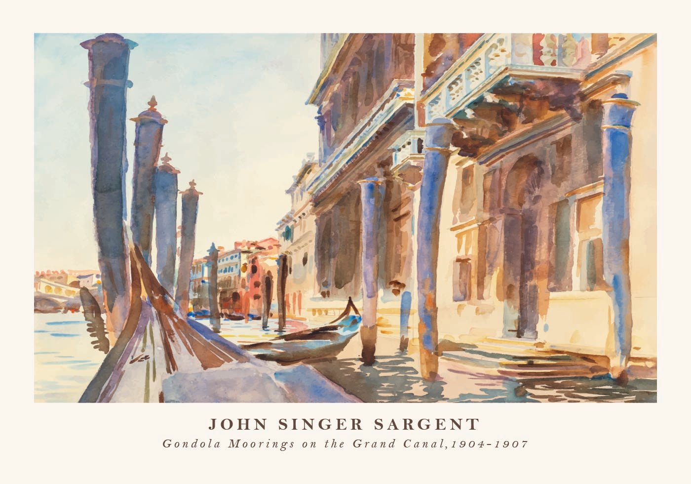 Gondola Moorings Venice Grand Canal, John Singer Sargent 1904–1907 Plakat - Posterbox.dk