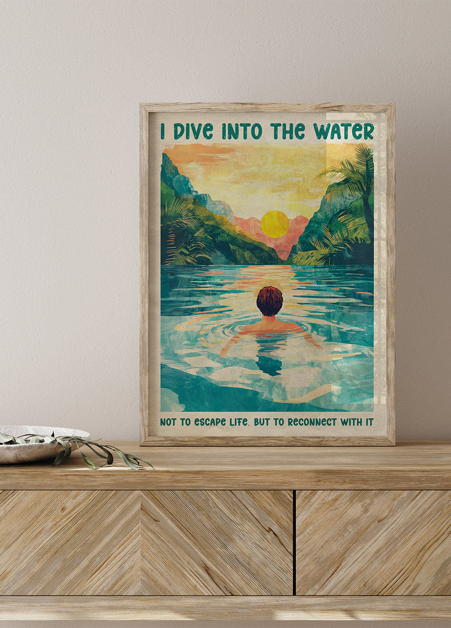 I Dive Into the Water Sunset River Plakat - Posterbox.dk