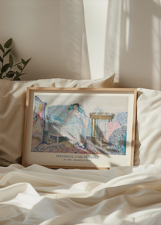 In the Boudoir Feminine Interior Impressionist, Frederick Carl Frieseke 1914 Plakat - Posterbox.dk