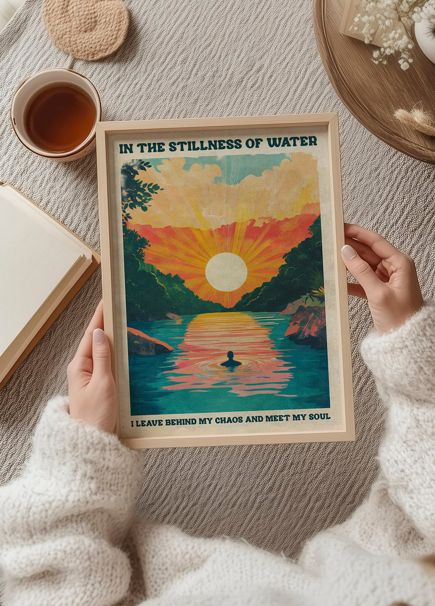 In the Stillness of Water Sunset River Plakat - Posterbox.dk