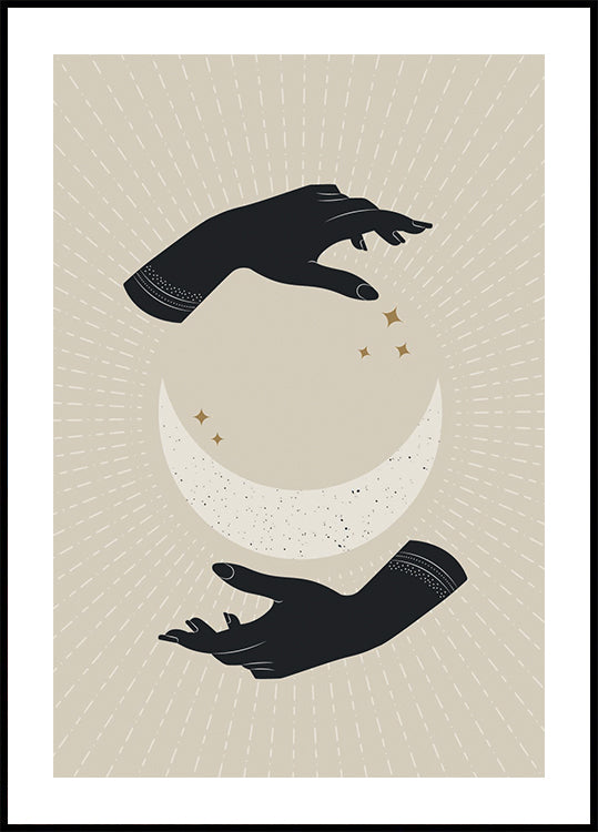 Magic of the Moon, Celestial Hands and Crescent Plakat - Posterbox