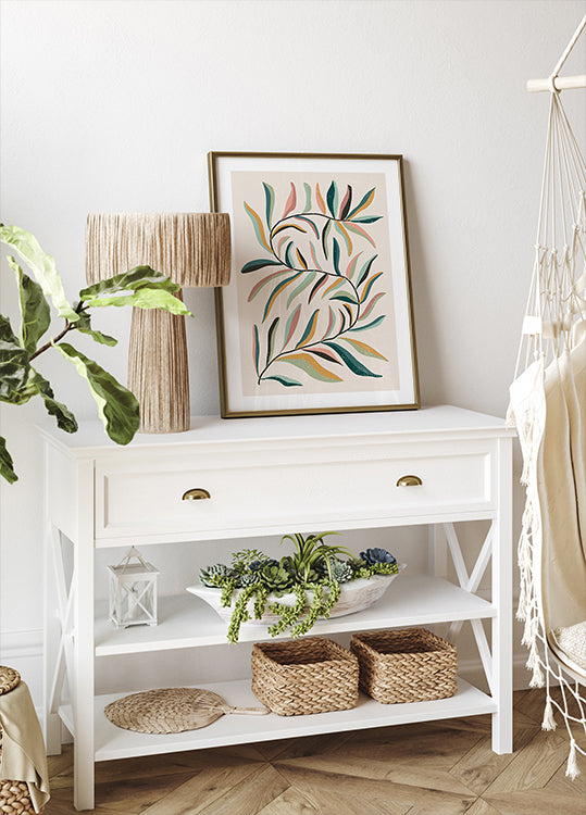 Minimalist Colorful Botanical Leaves Plakat - Posterbox.dk