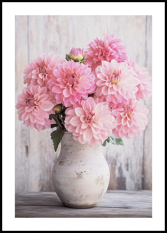Pink Dahlias in Rustic Vase Plakat - Posterbox.dk