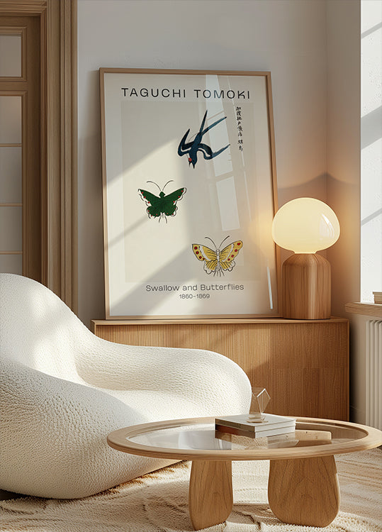Swallow and Butterflies, Taguchi Tomoki 1860–1869 Plakat - Posterbox.dk