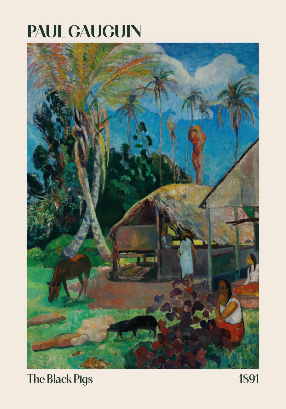 The Black Pigs, Paul Gauguin 1891 Plakat - Posterbox.dk