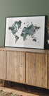 Watercolor world map with cities, Makoa Plakat - Posterbox
