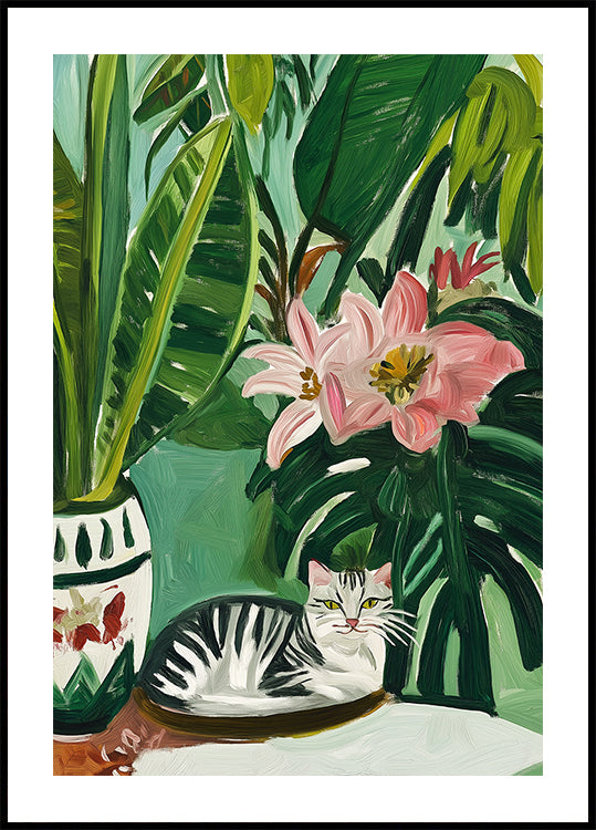 Tropical Muse With Cat (NEW) - Posterbox