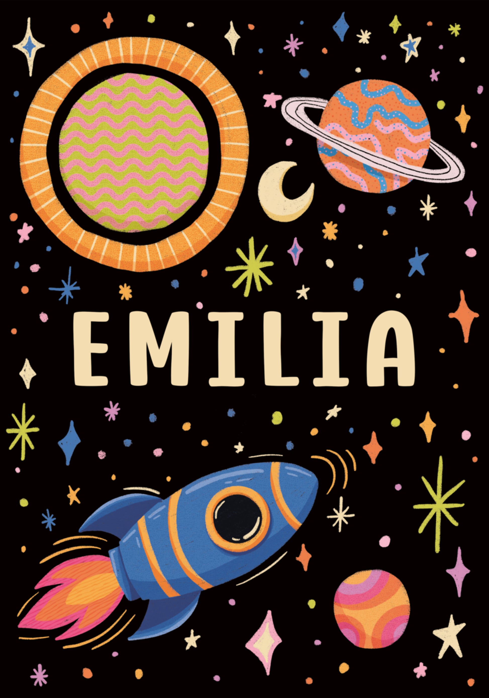 Cartaz pessoal de viagem espacial