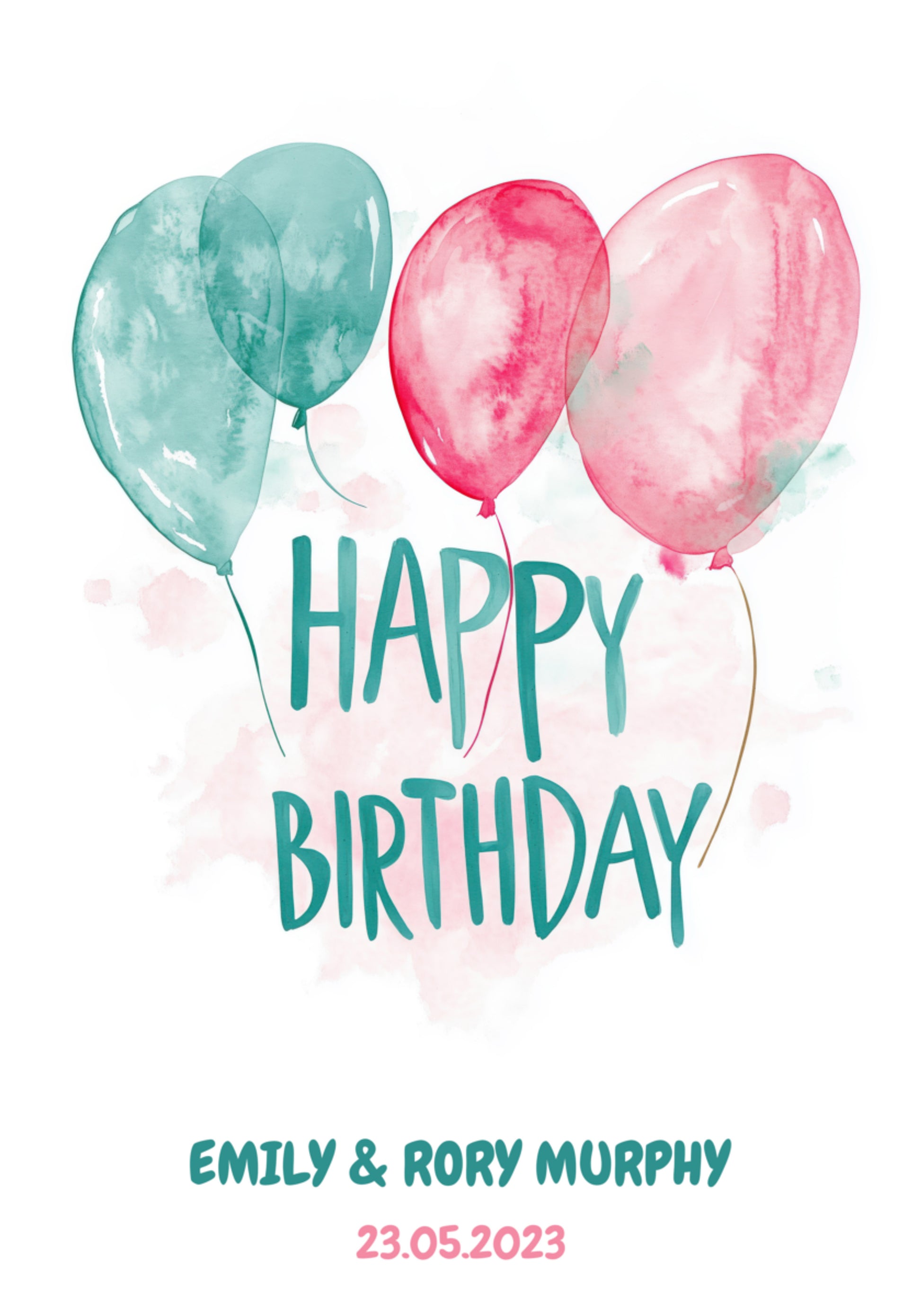 Poster Balões de aquarela de aniversário personalizados