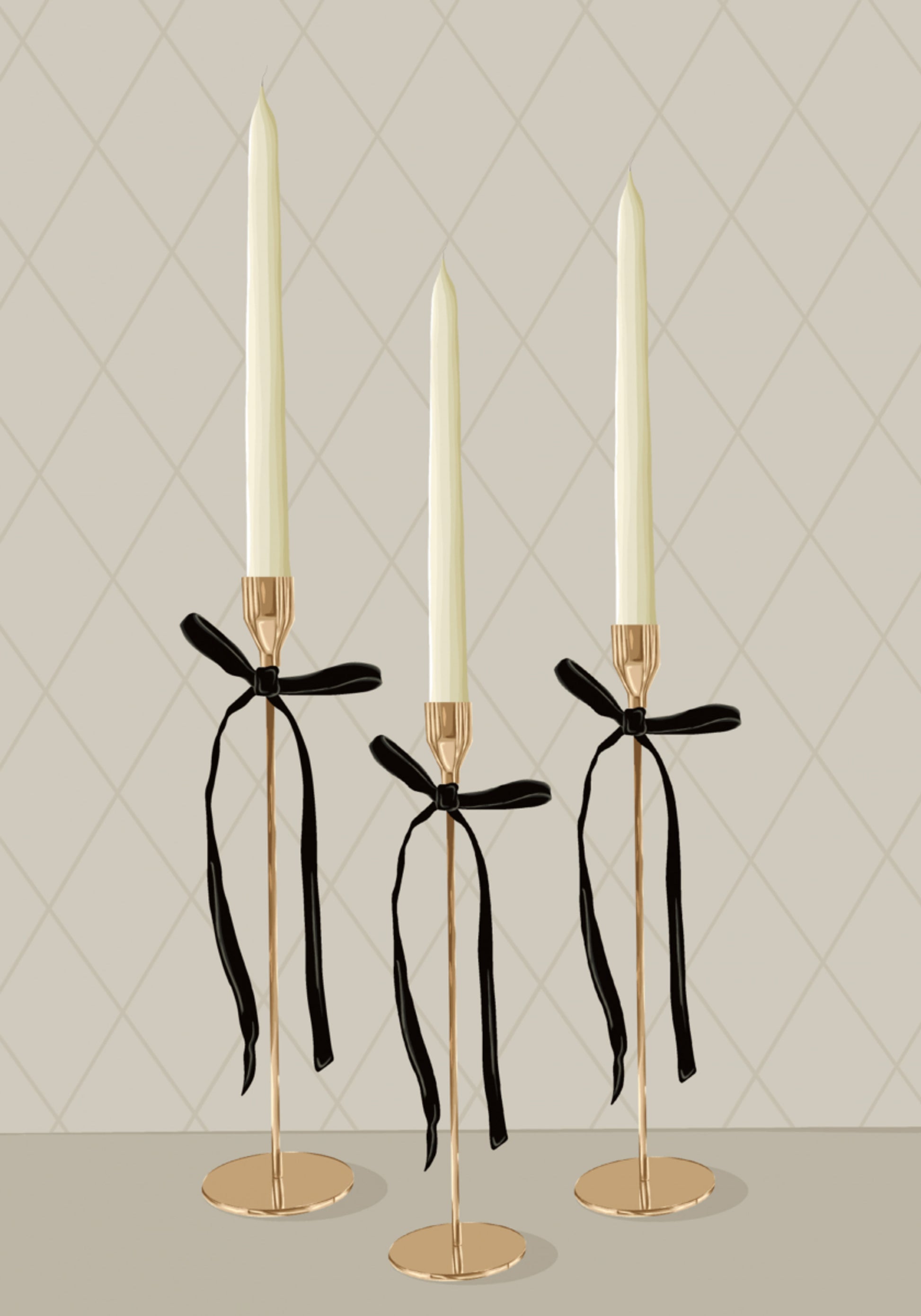 Velas Cônicas Douradas Elegantes