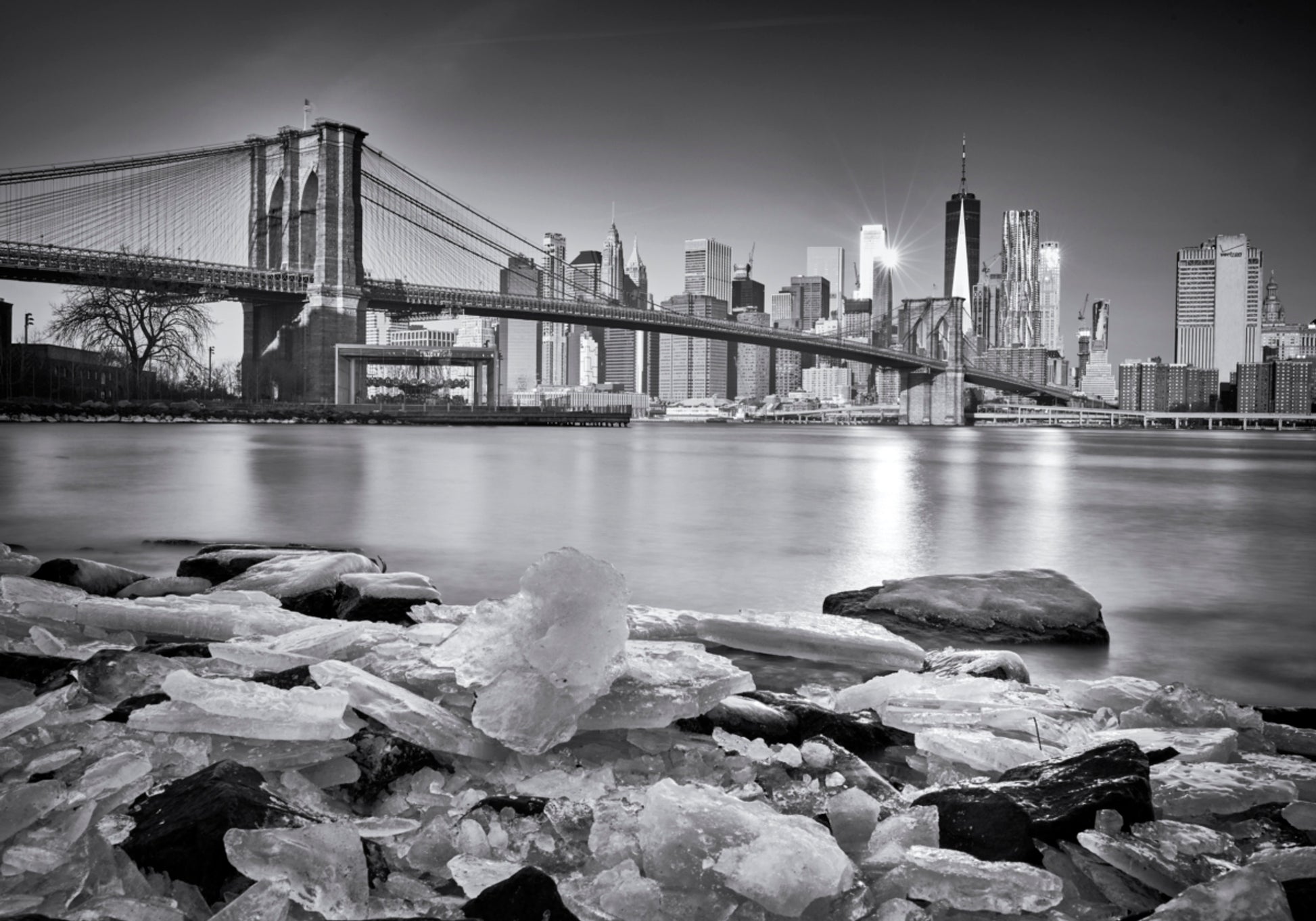 Vista de inverno da Ponte do Brooklyn