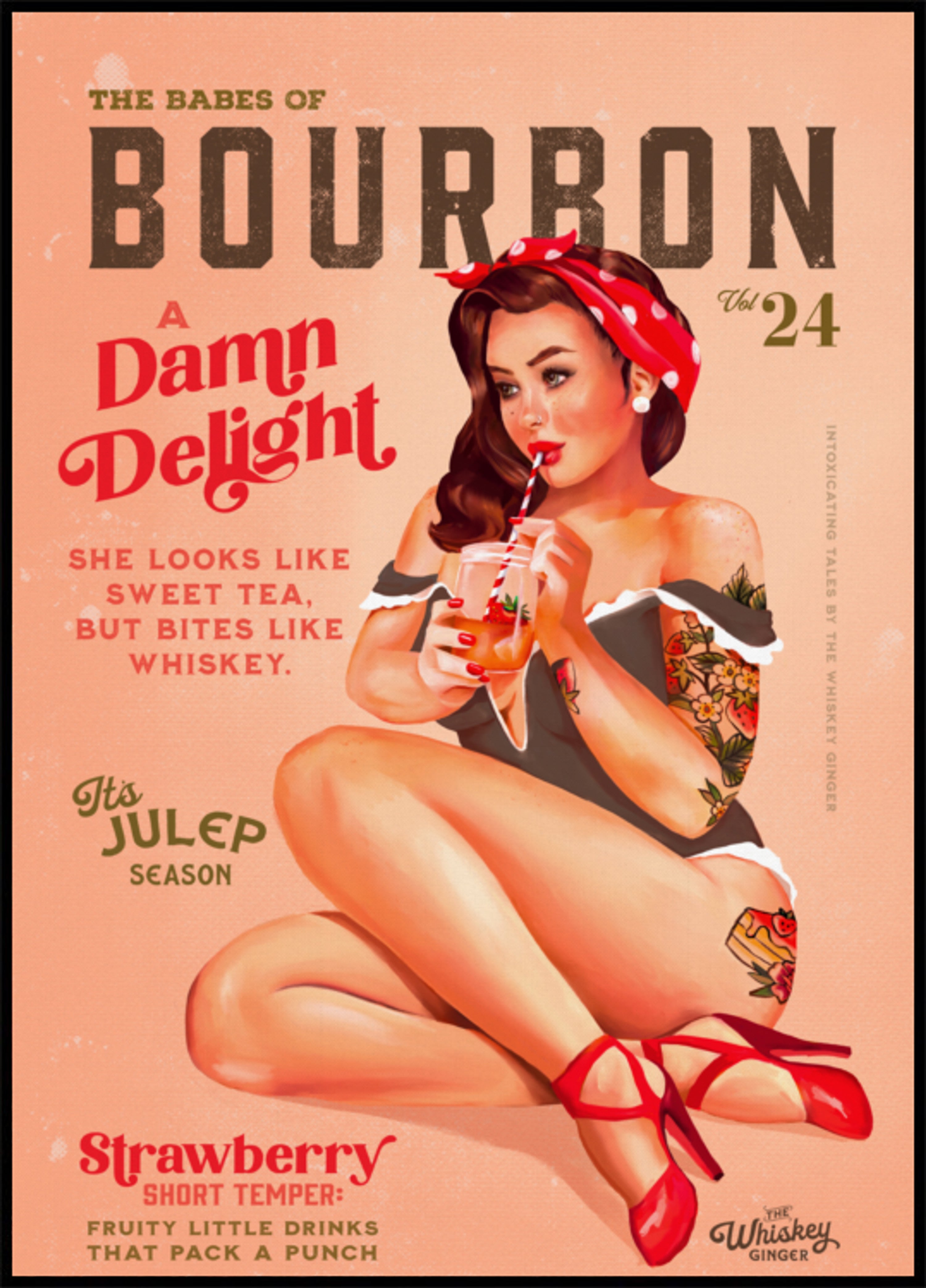Bourbon Babes Vol 22 Vintage Pinup Girl bebendo um coquetel