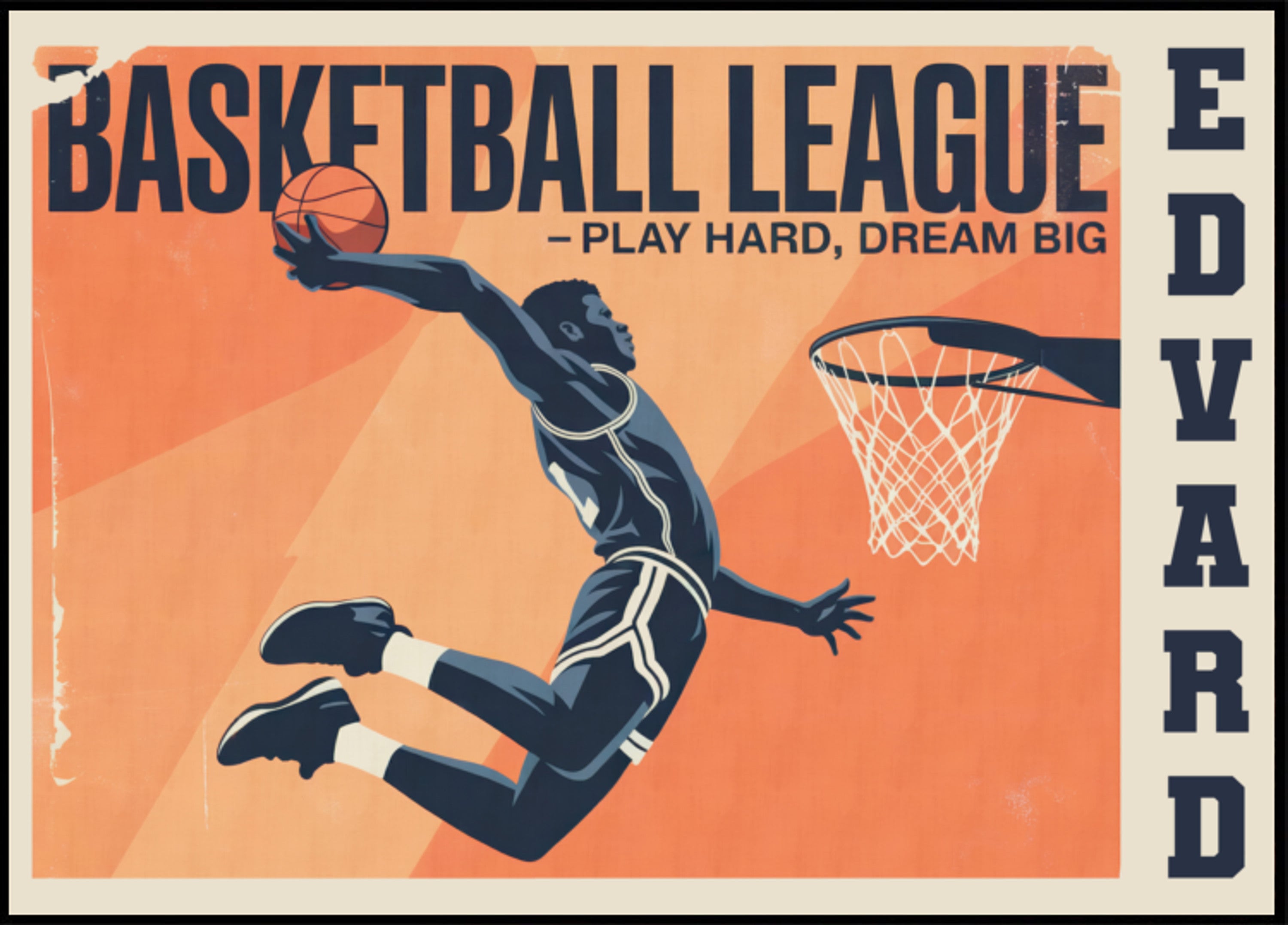 Pôster vintage de jogo de basquete