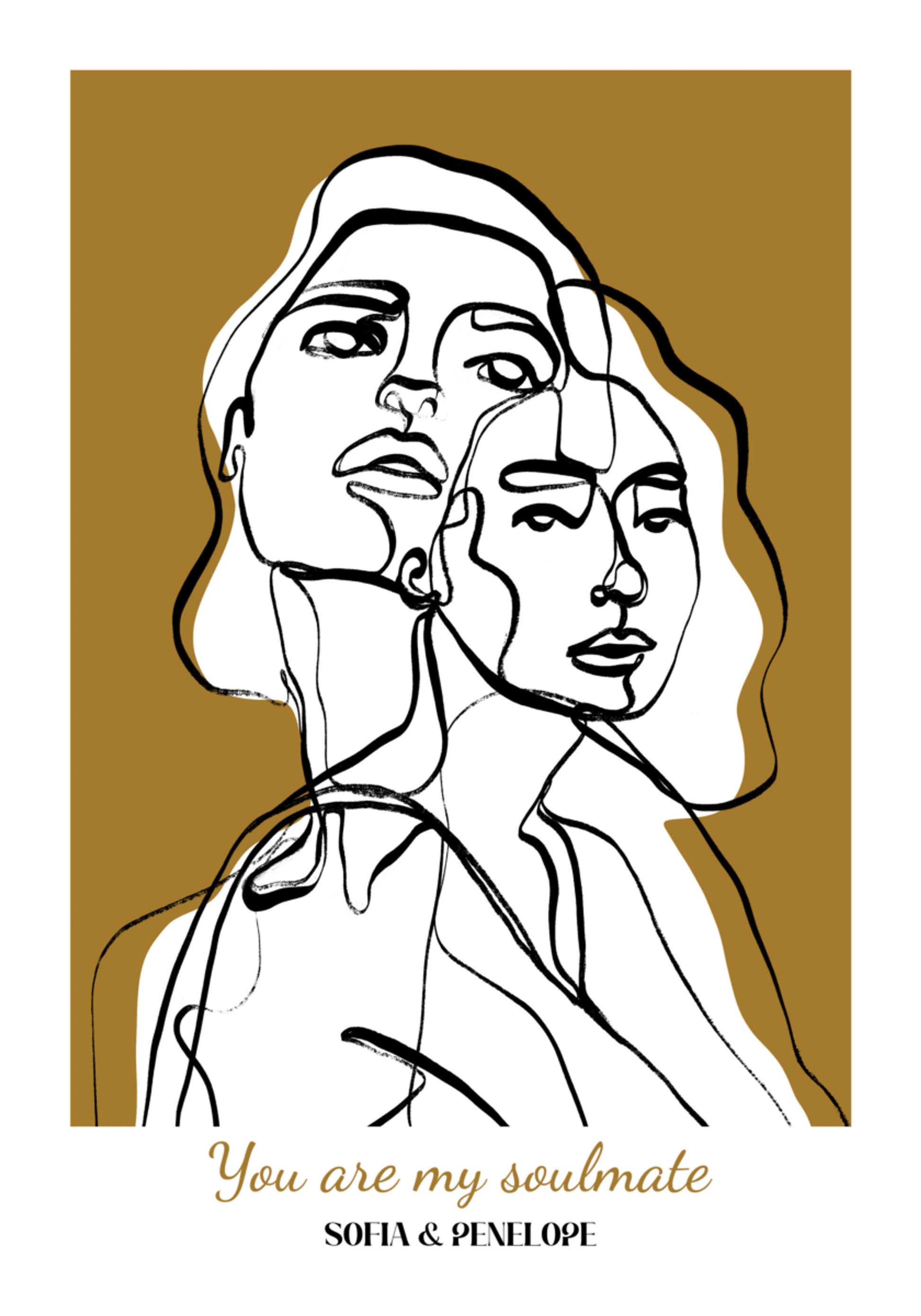 Arte abstrata de duas mulheres sem personalização