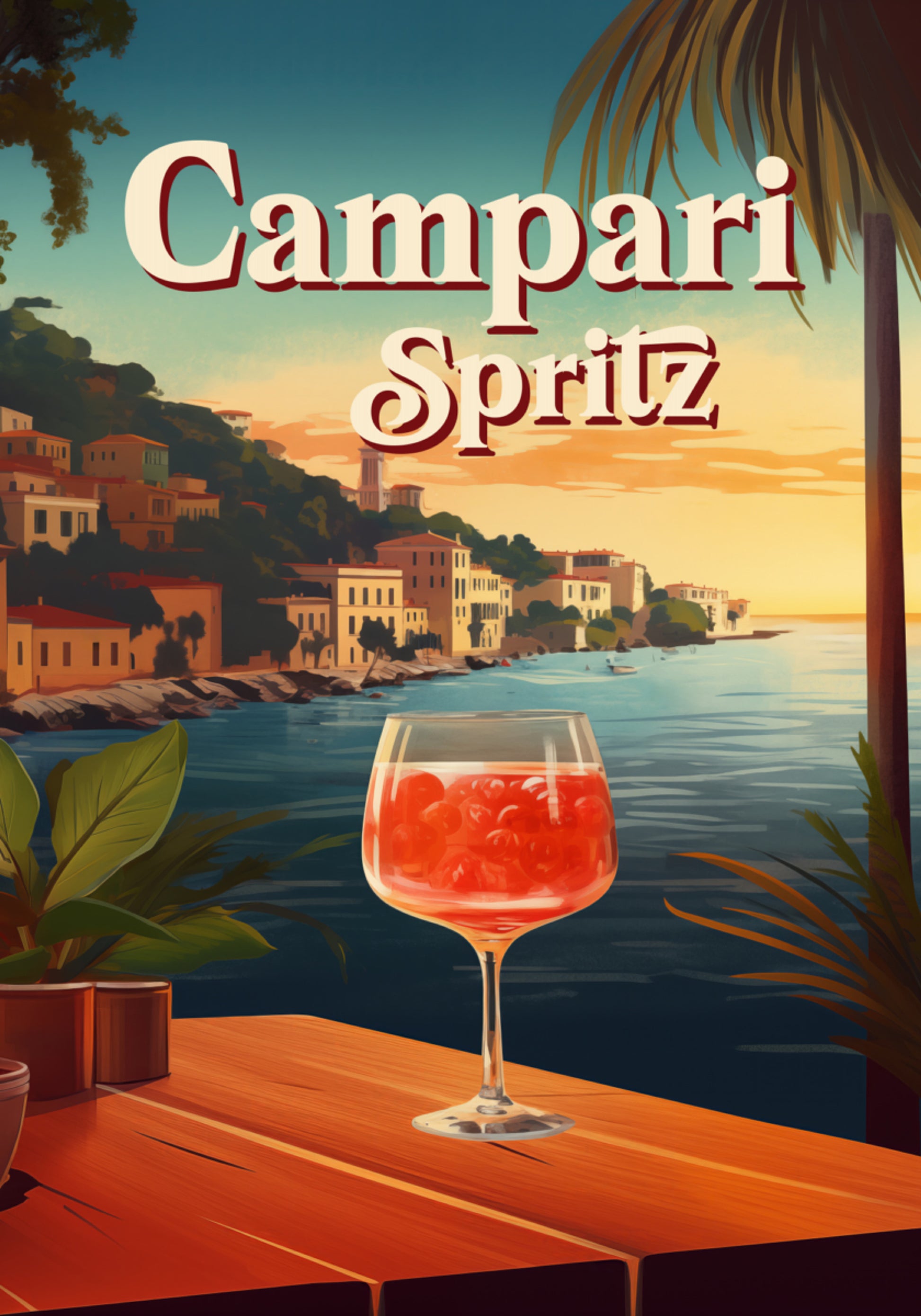 Pôr do sol à beira-mar Campari Spritz