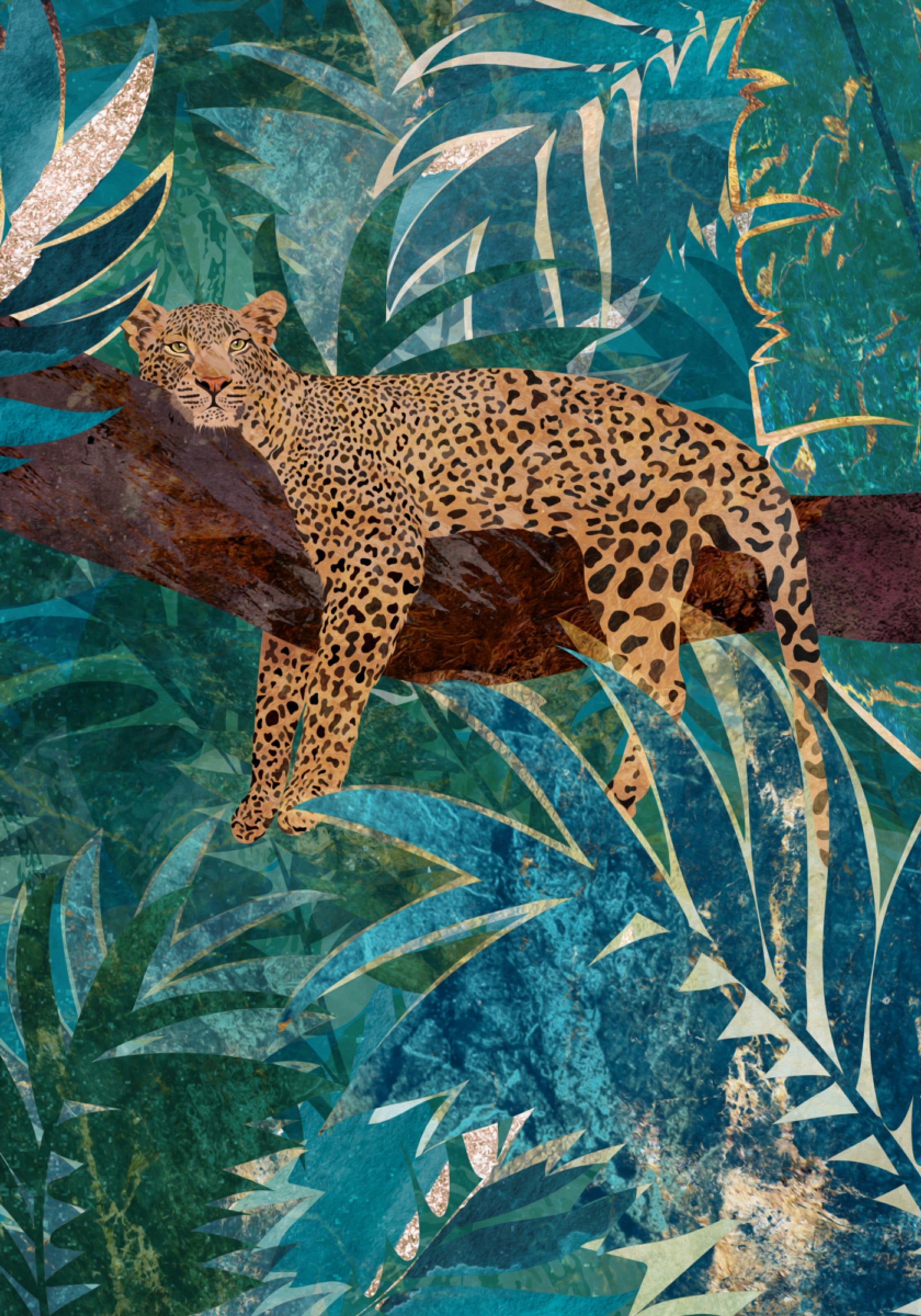 Leopardo da selva azul-petróleo