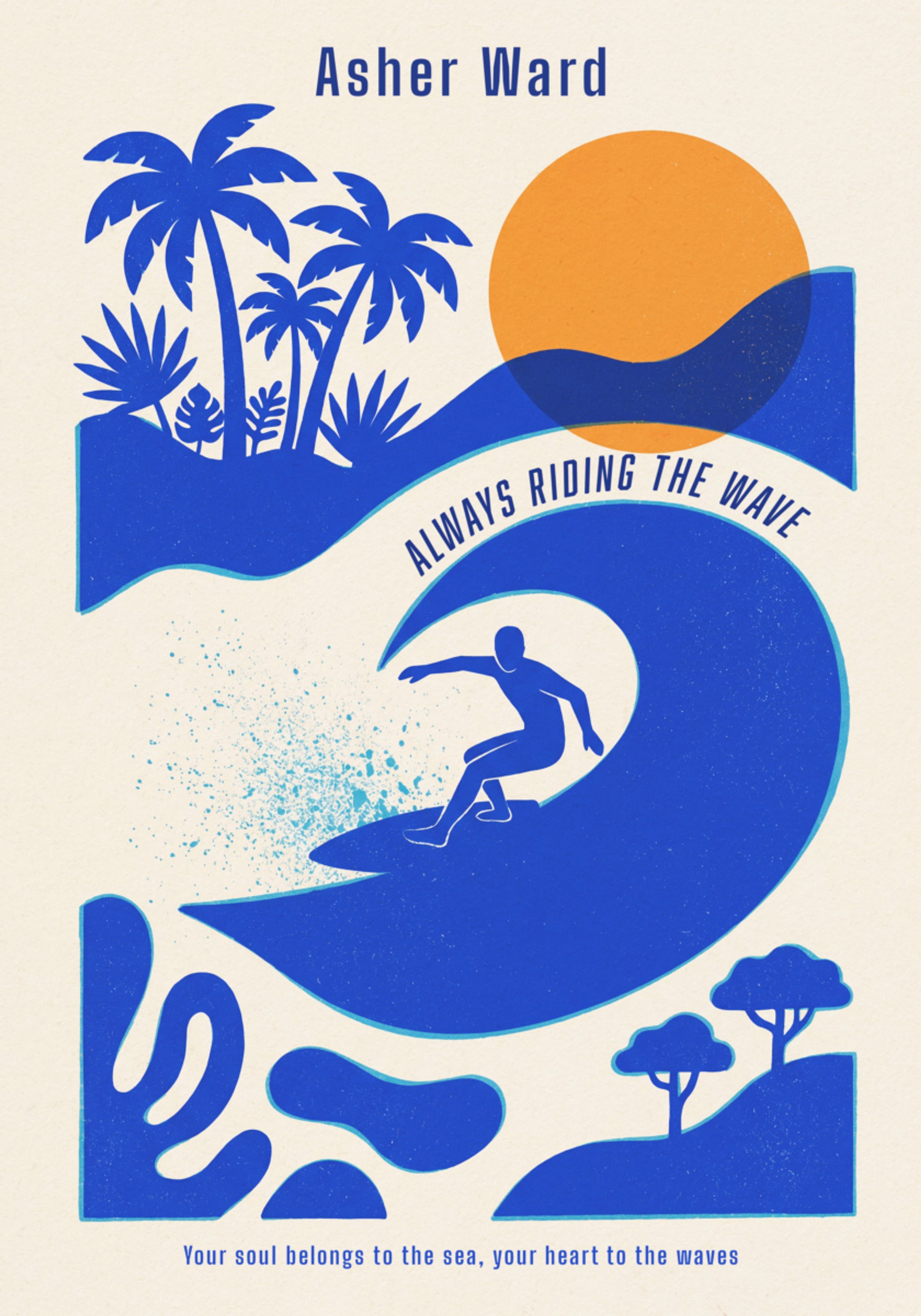 Onda de surf impessoal com vibrações tropicais