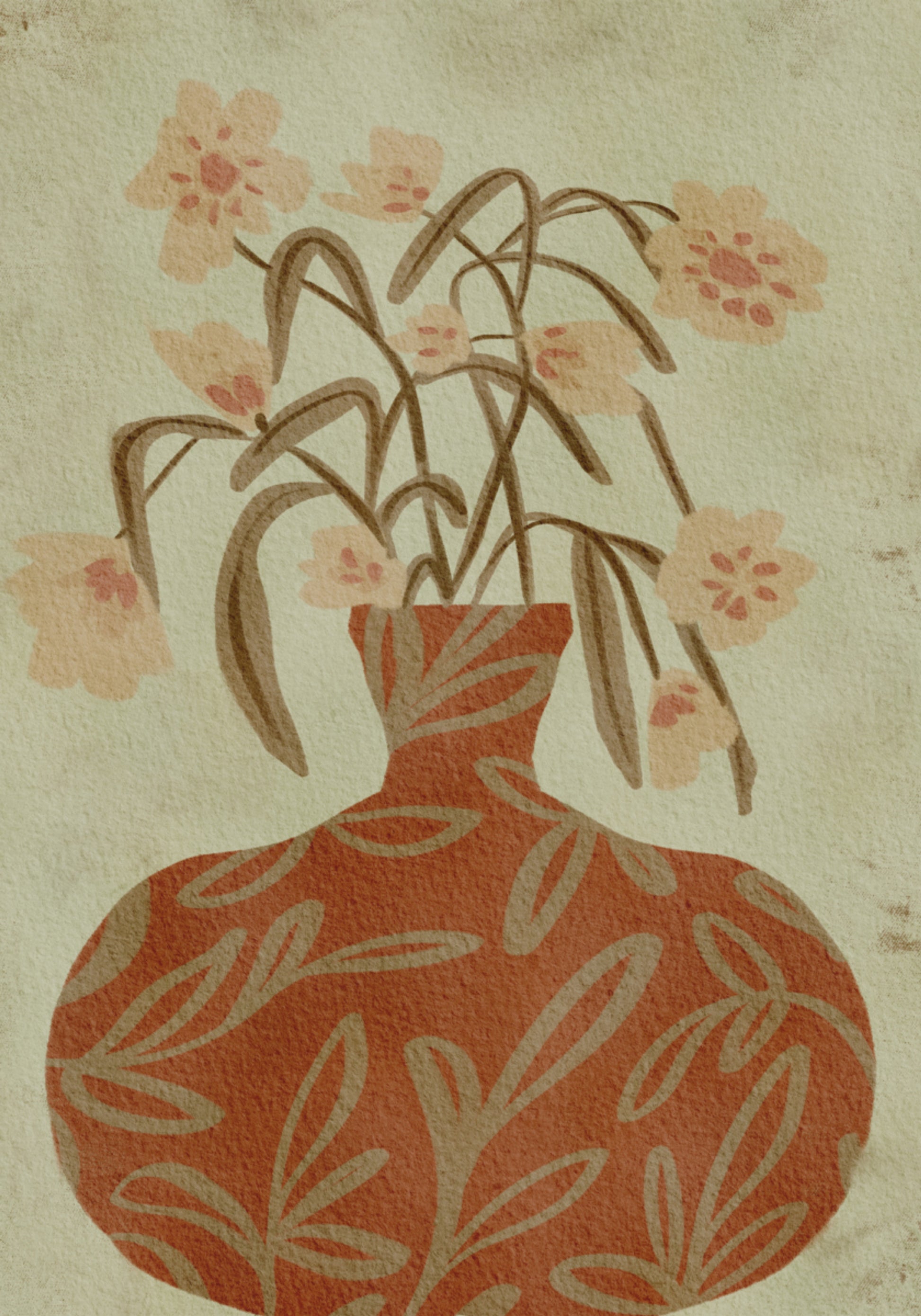 Flores de vaso de terracota