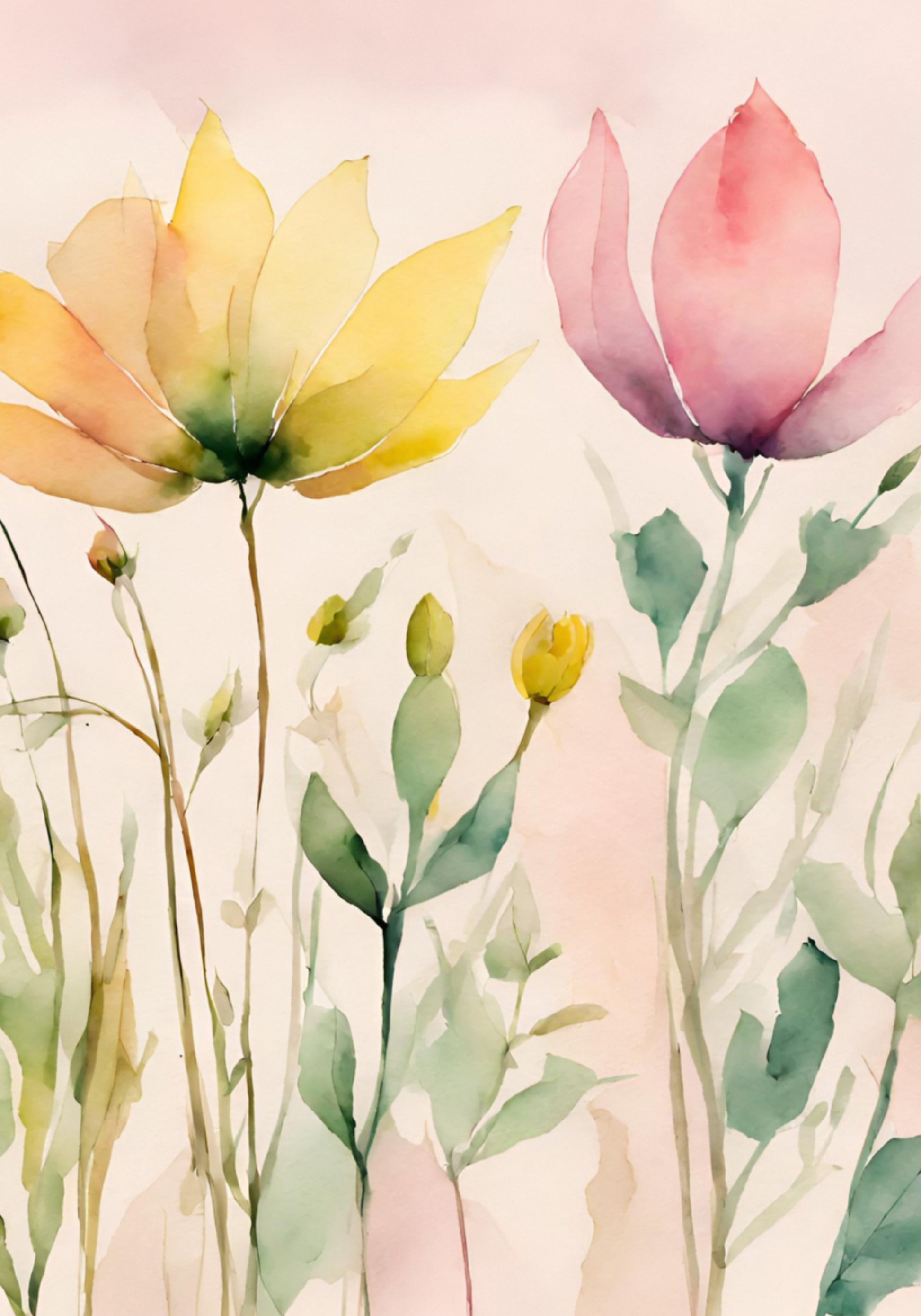 Flores suaves em aquarela