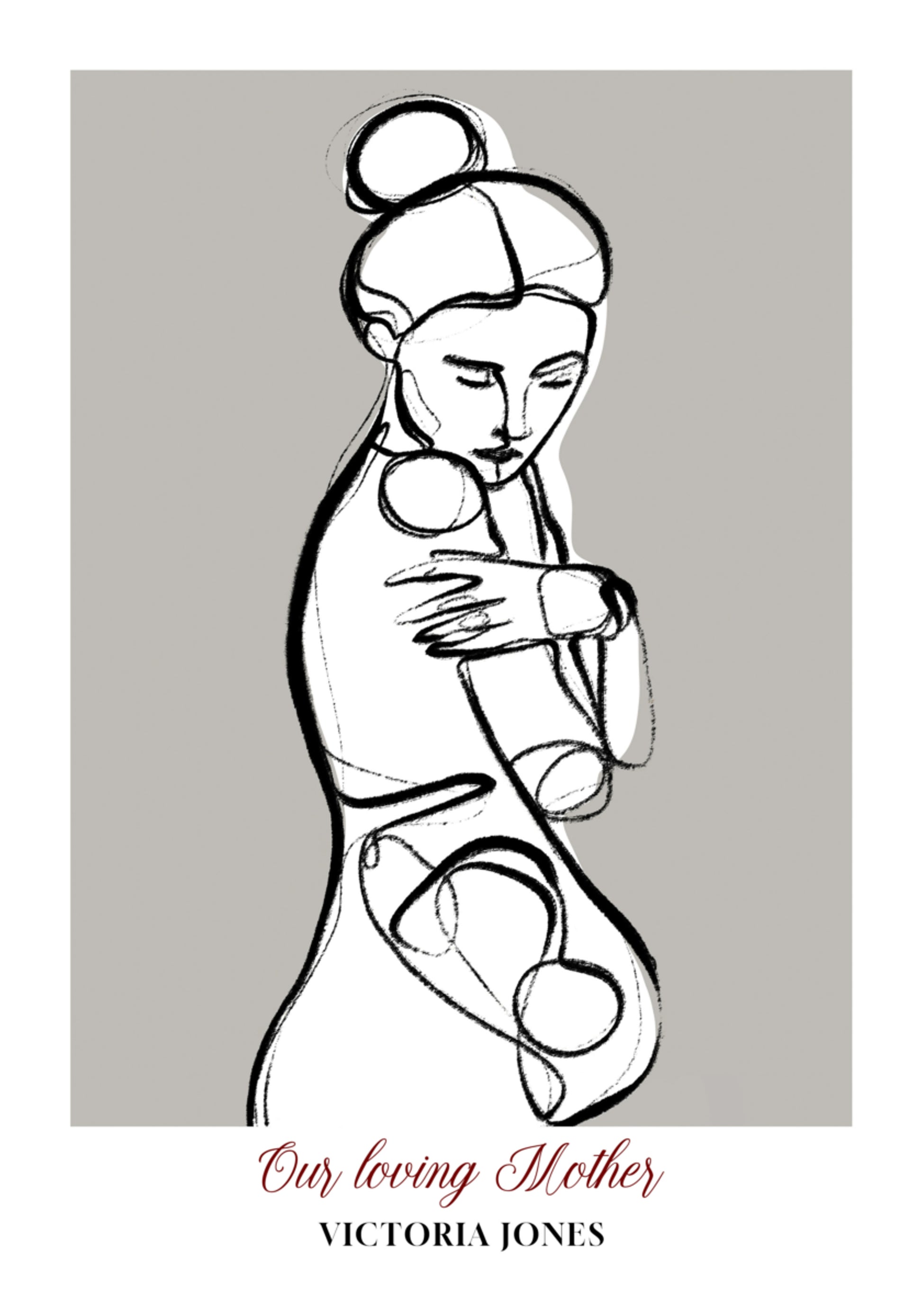 Arte minimalista de uma mulher se abraçando