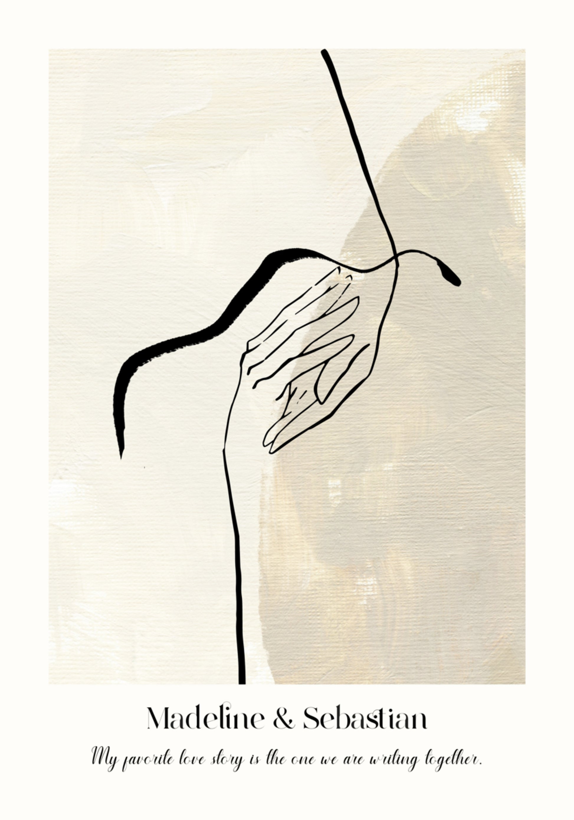 Pôster Arte em Linha de Amor Abstrata Minimalista