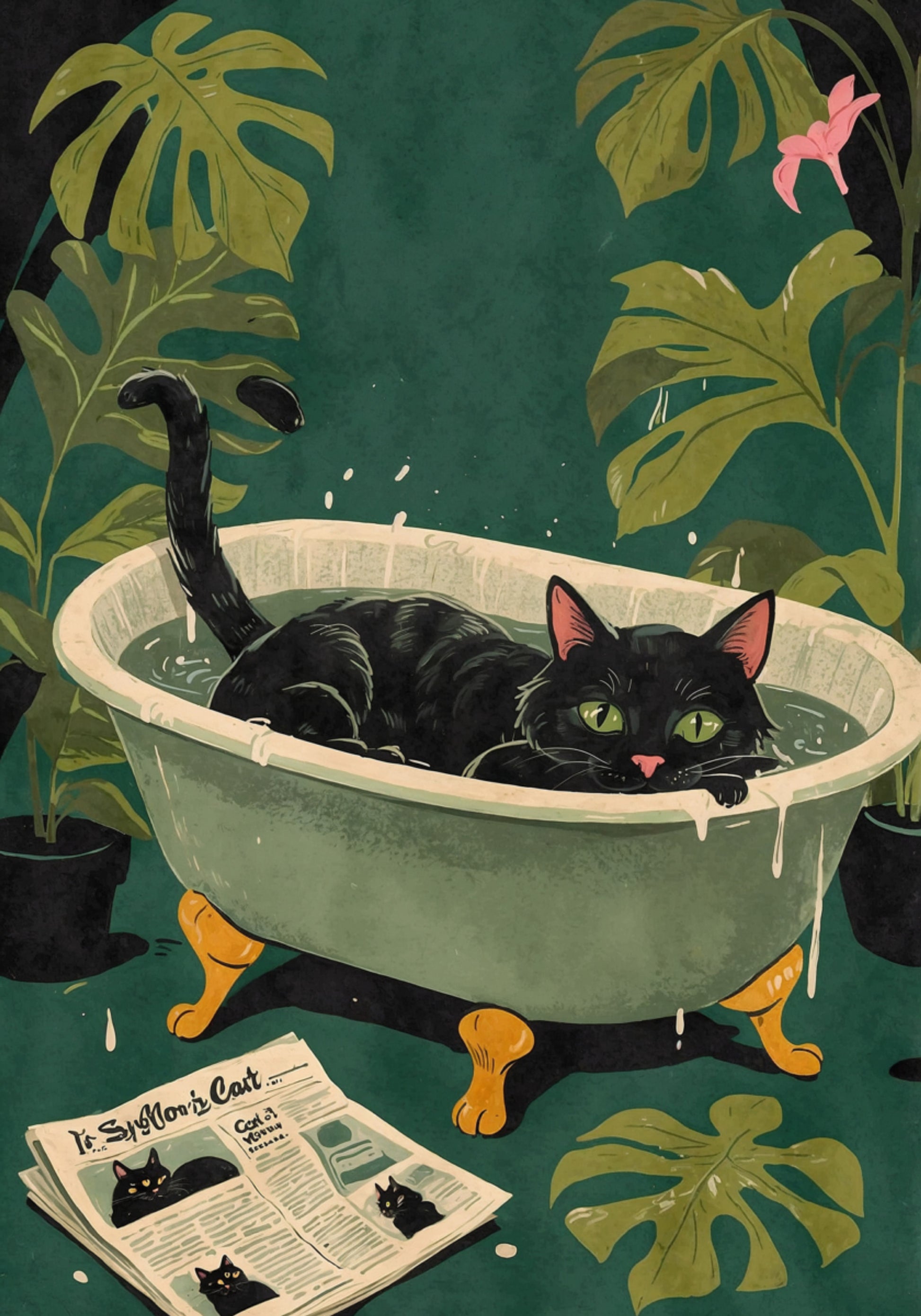 Gato de banheira de olhos verdes