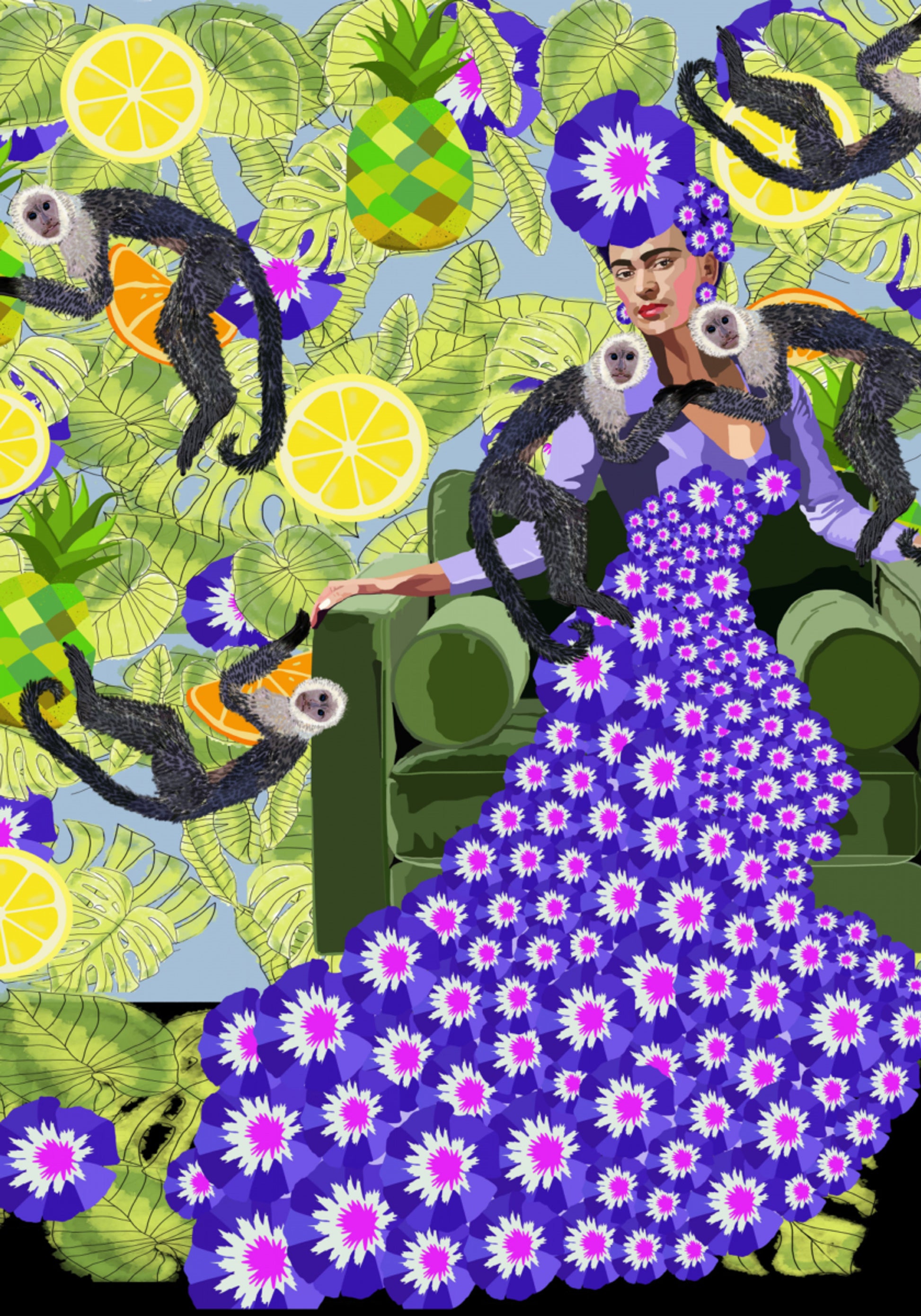 Mulher Tropical com Macacos
