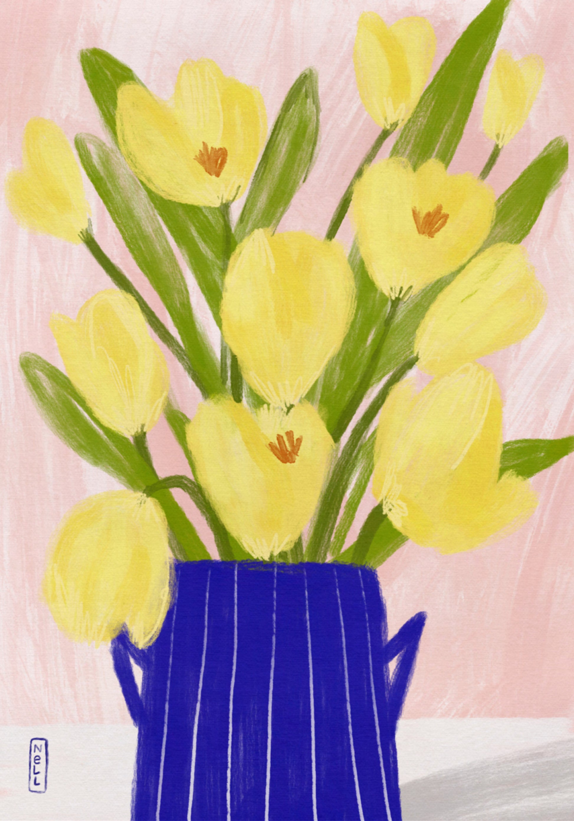 Vaso Azul Tulipas Primavera