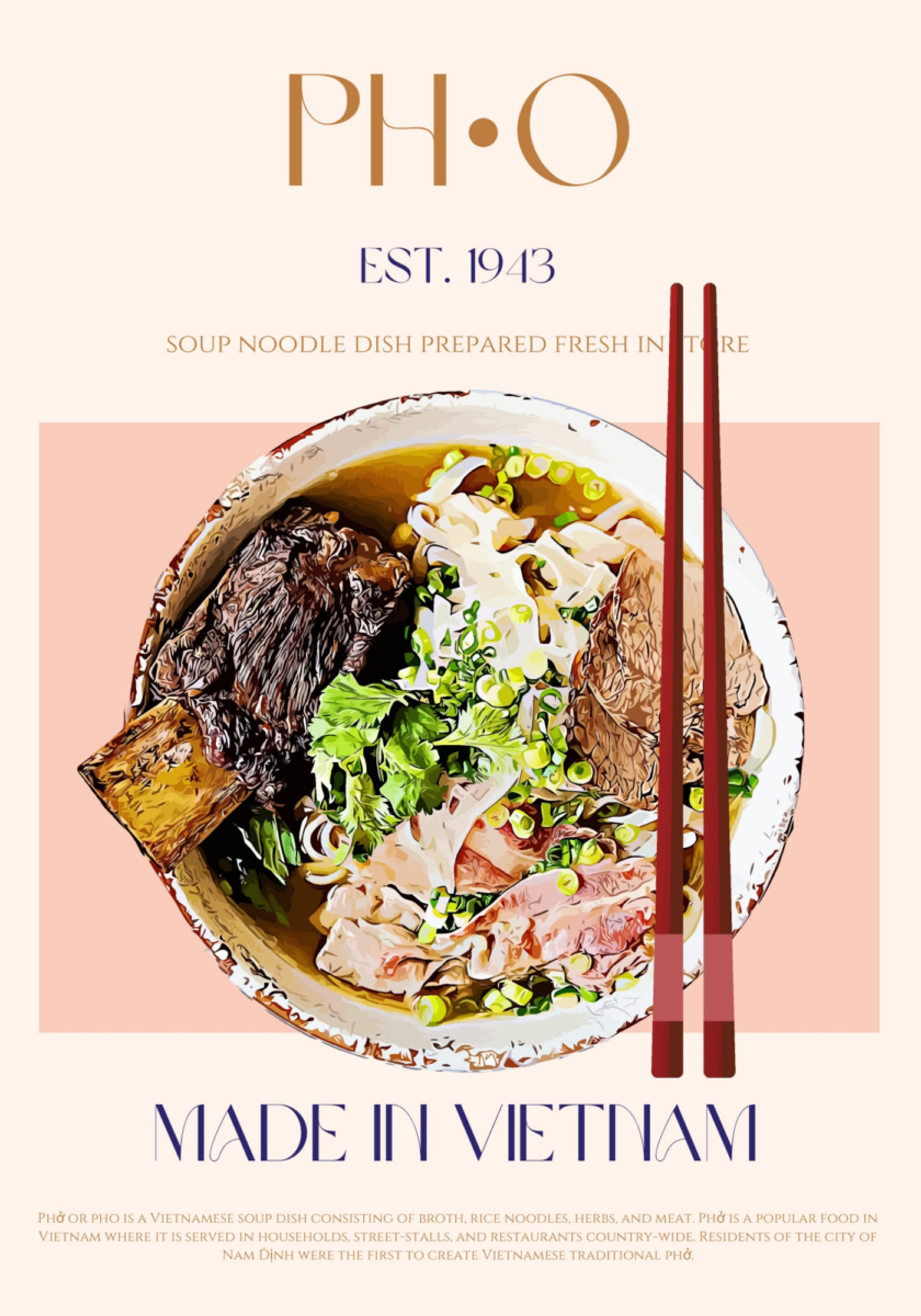Pho de carne autêntica