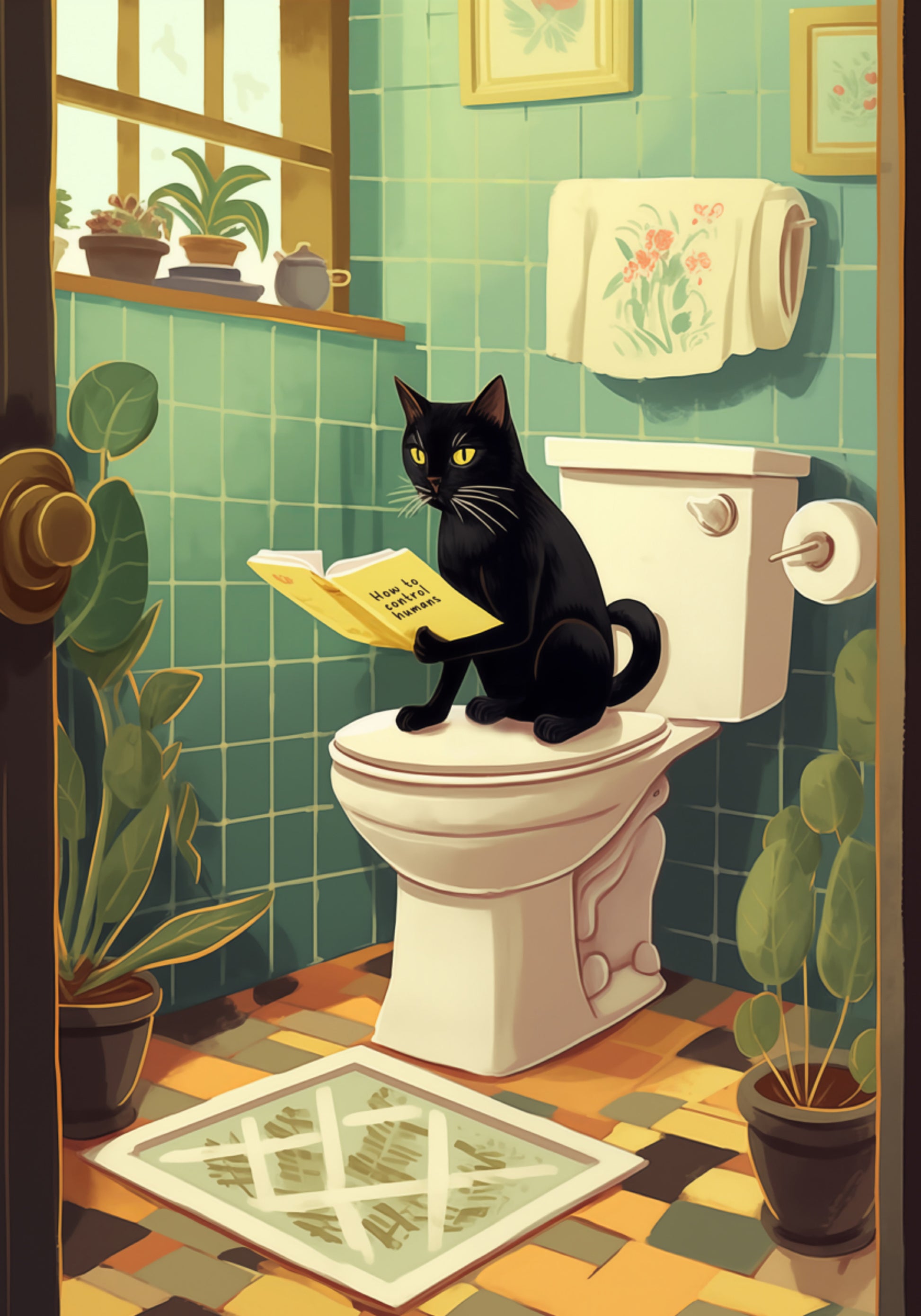 Leitura do banheiro do gato travesso