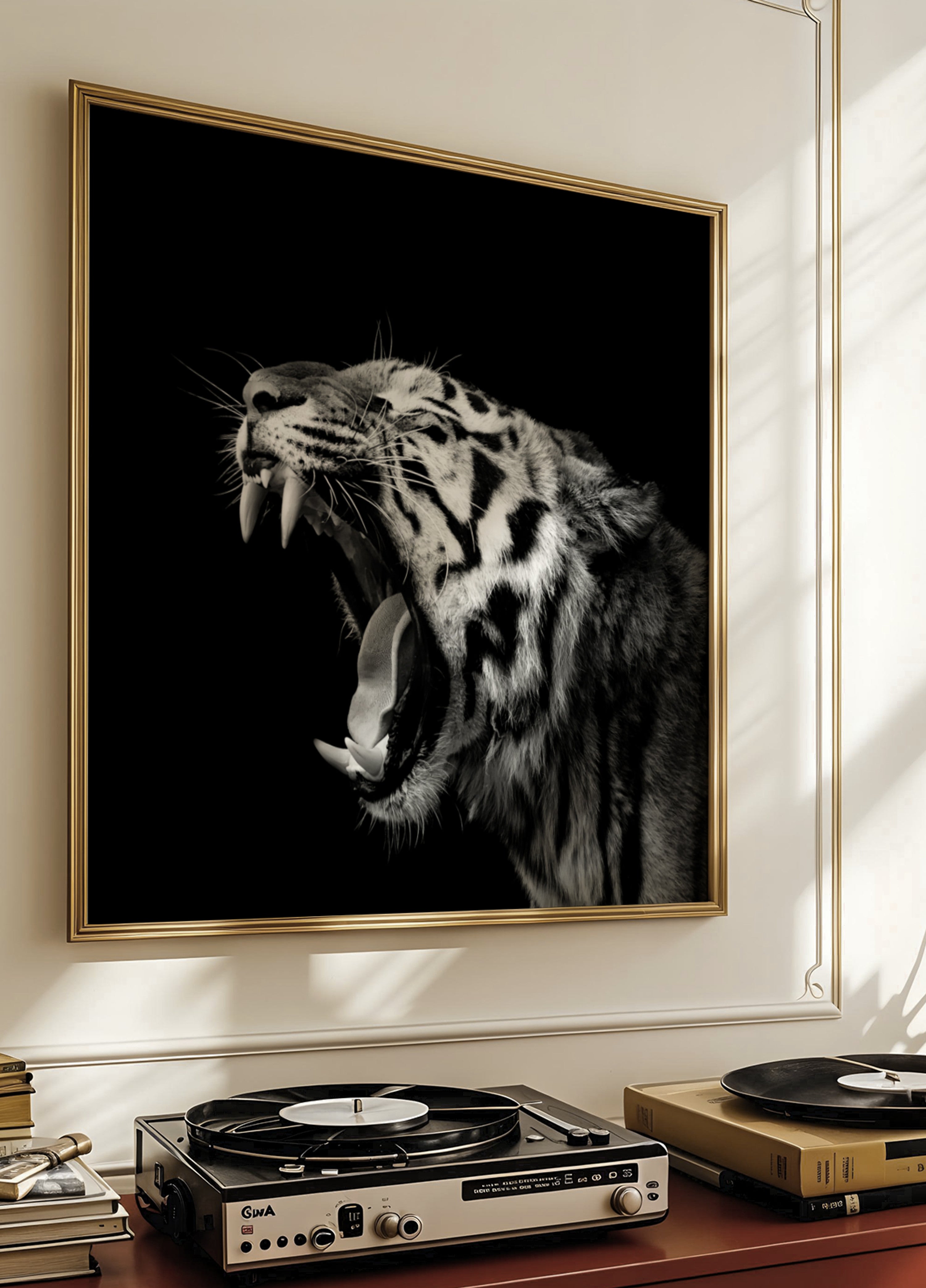 Retrato de tigre rugindo