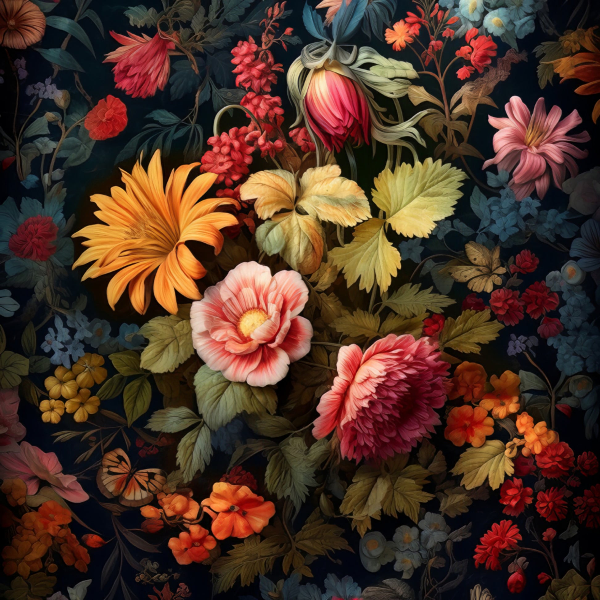 Exuberante flor floral escura