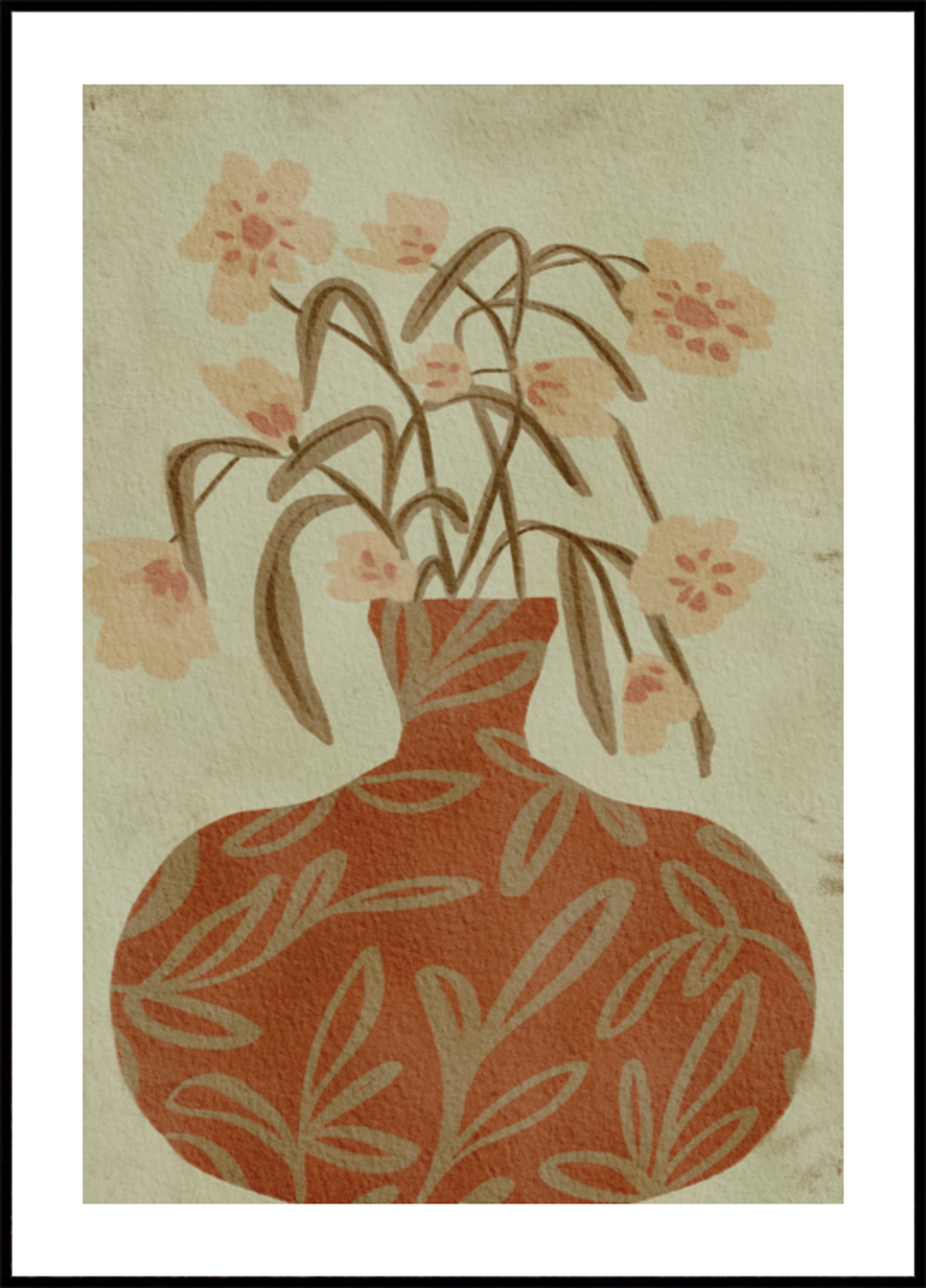 Flores de vaso de terracota