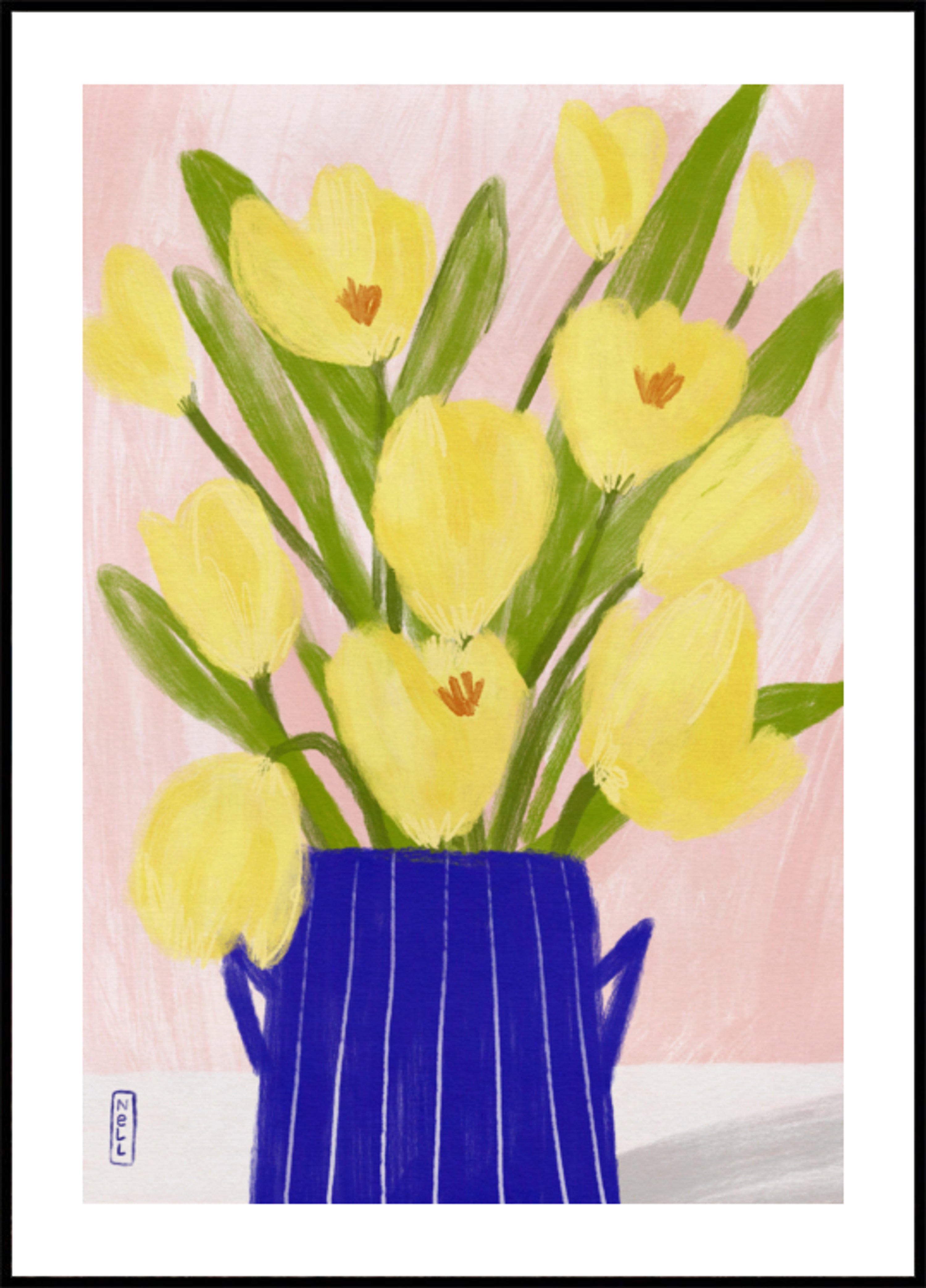 Vaso Azul Tulipas Primavera