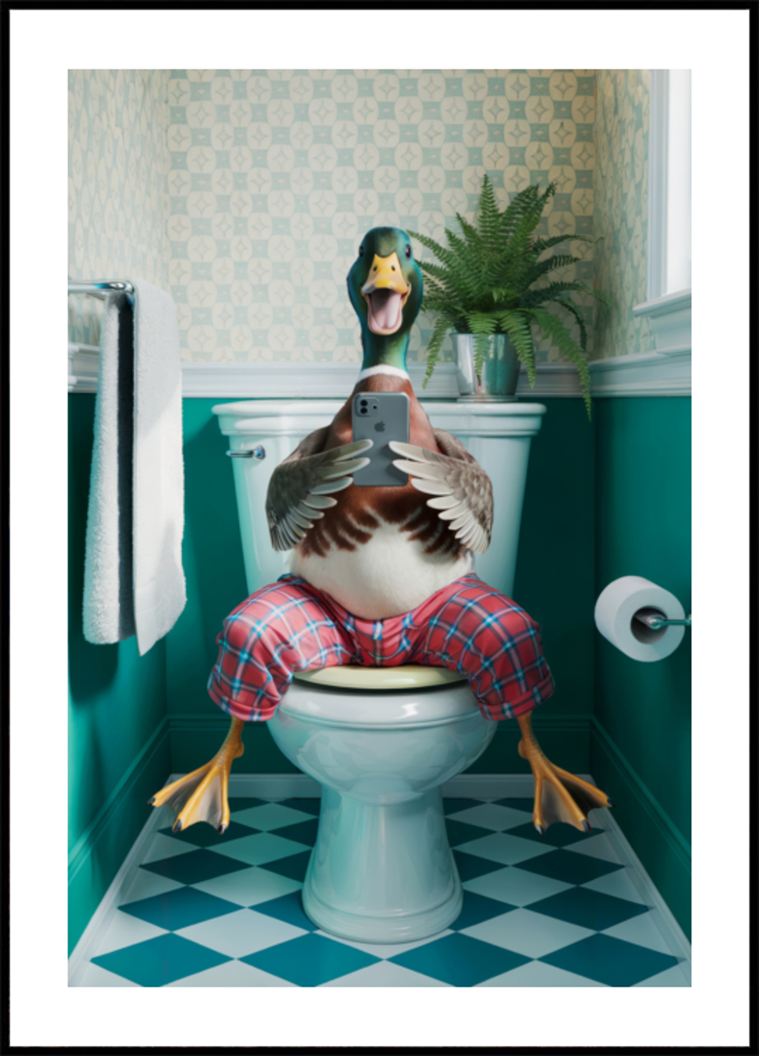 Selfie de pato de pijama