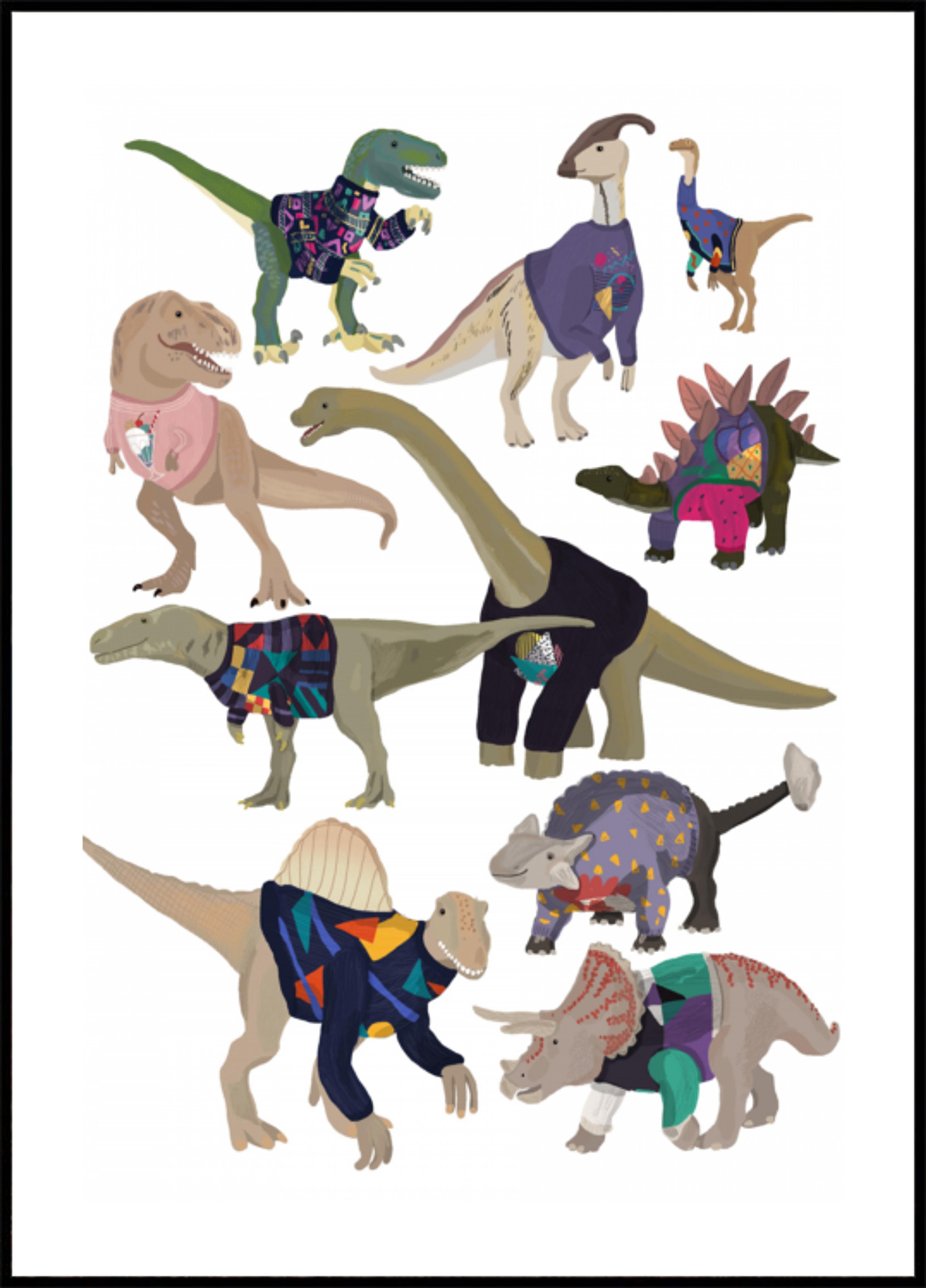 Suéteres extravagantes de dinossauros