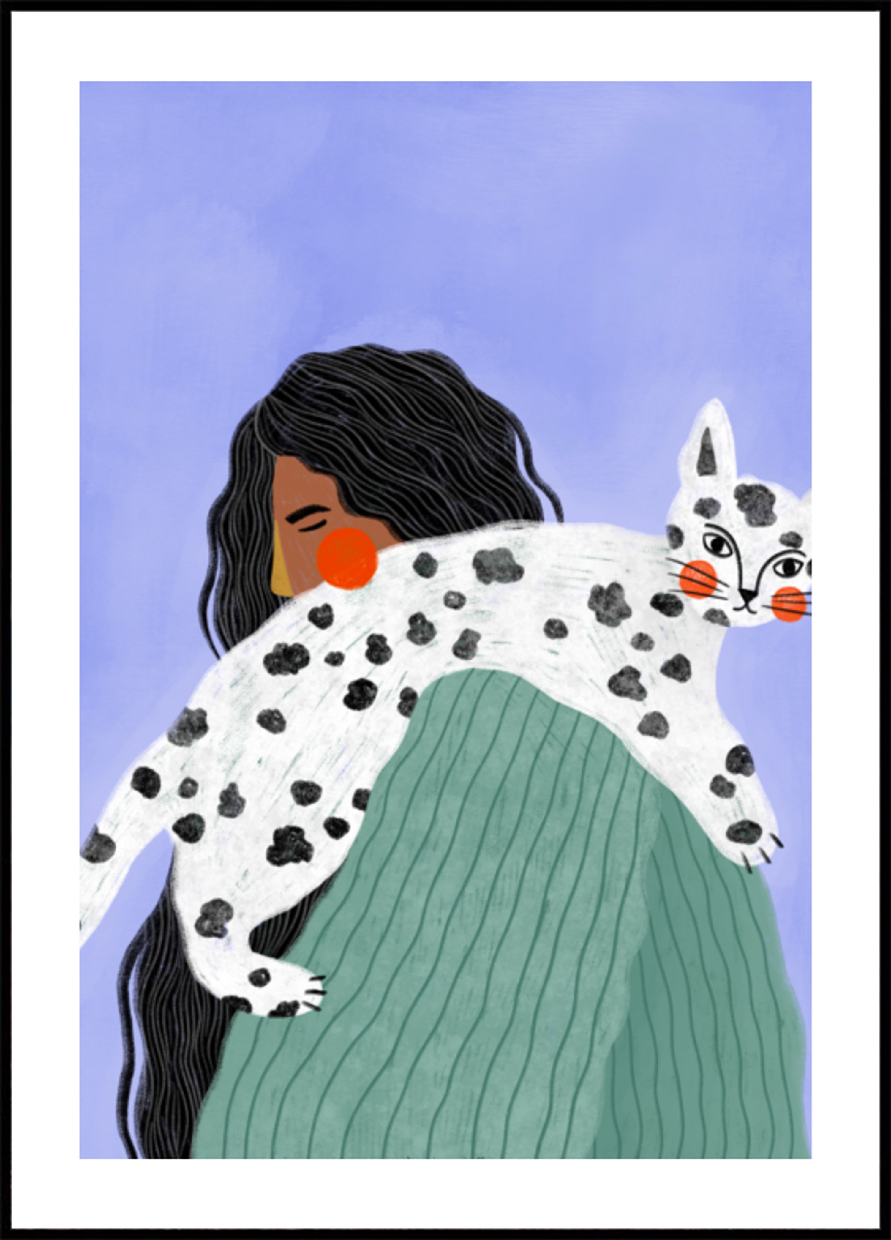 Mulher e gato malhado