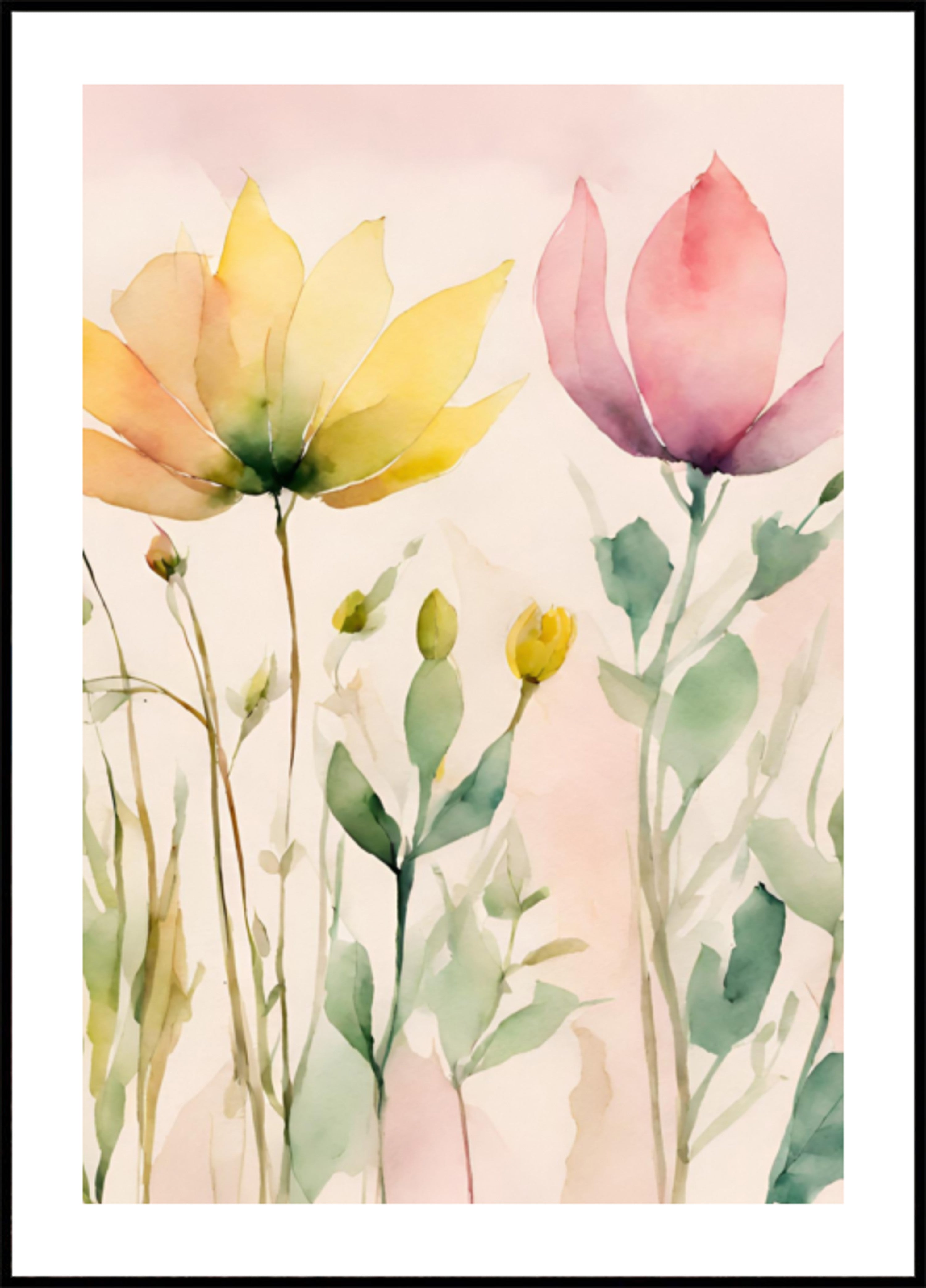 Flores suaves em aquarela