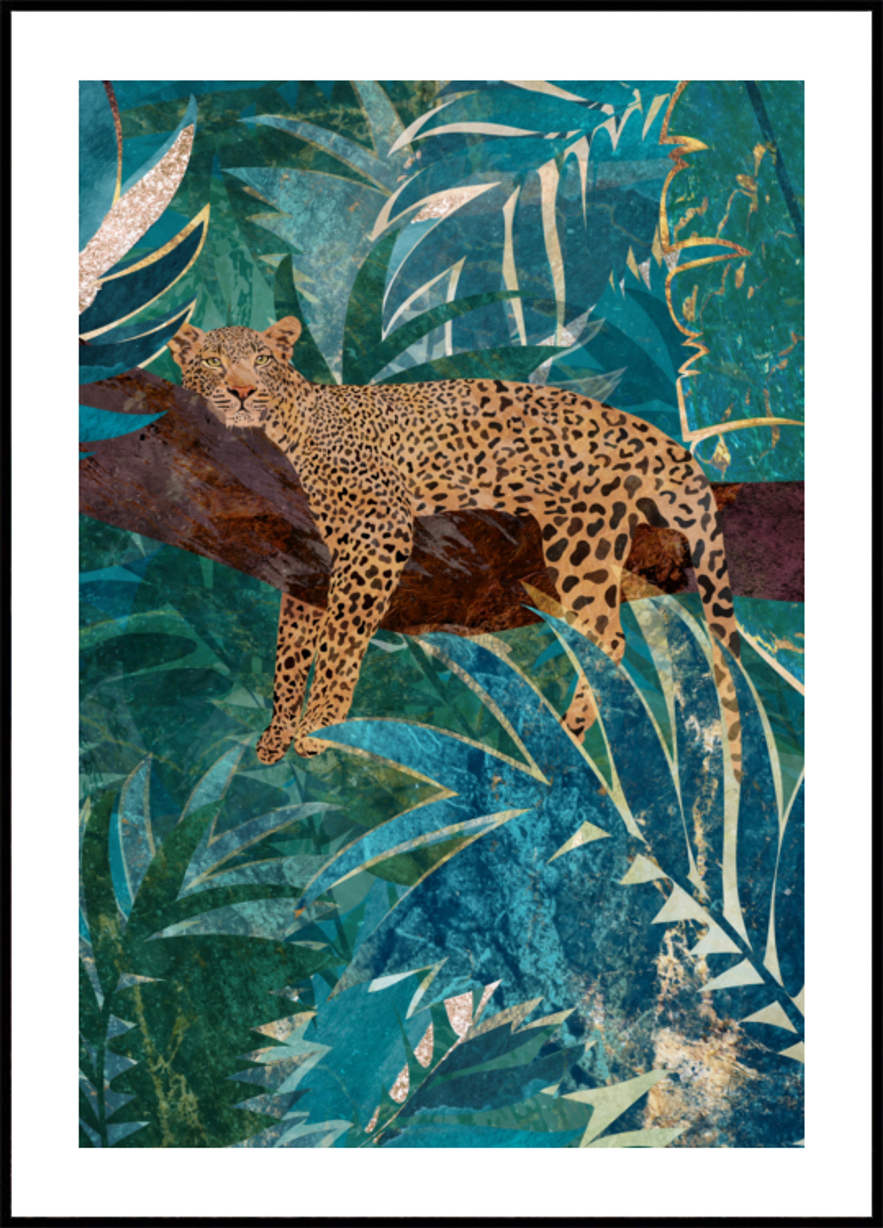 Leopardo da selva azul-petróleo