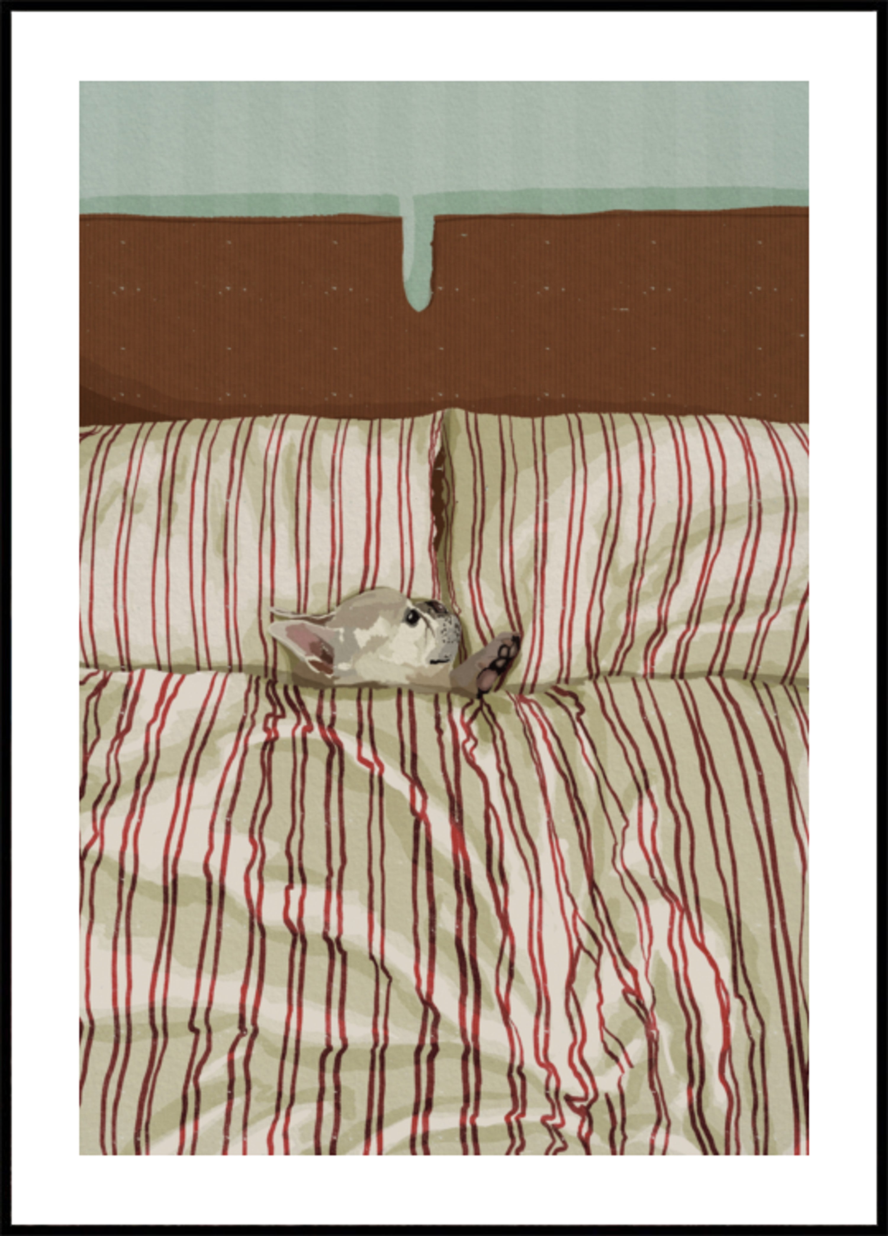 Cachorro aconchegante na cama