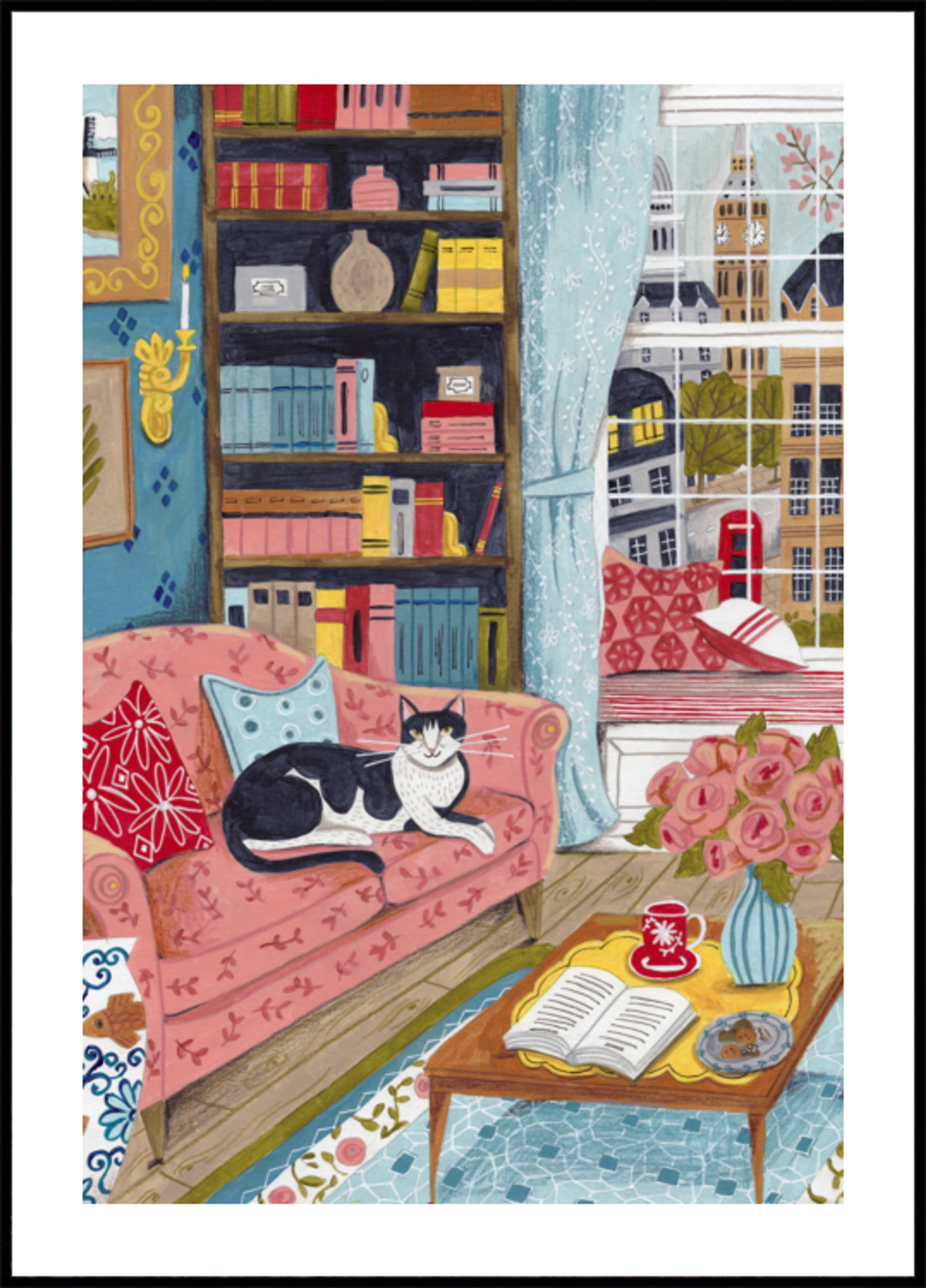 Gato no sofá em tons pastel de Londres