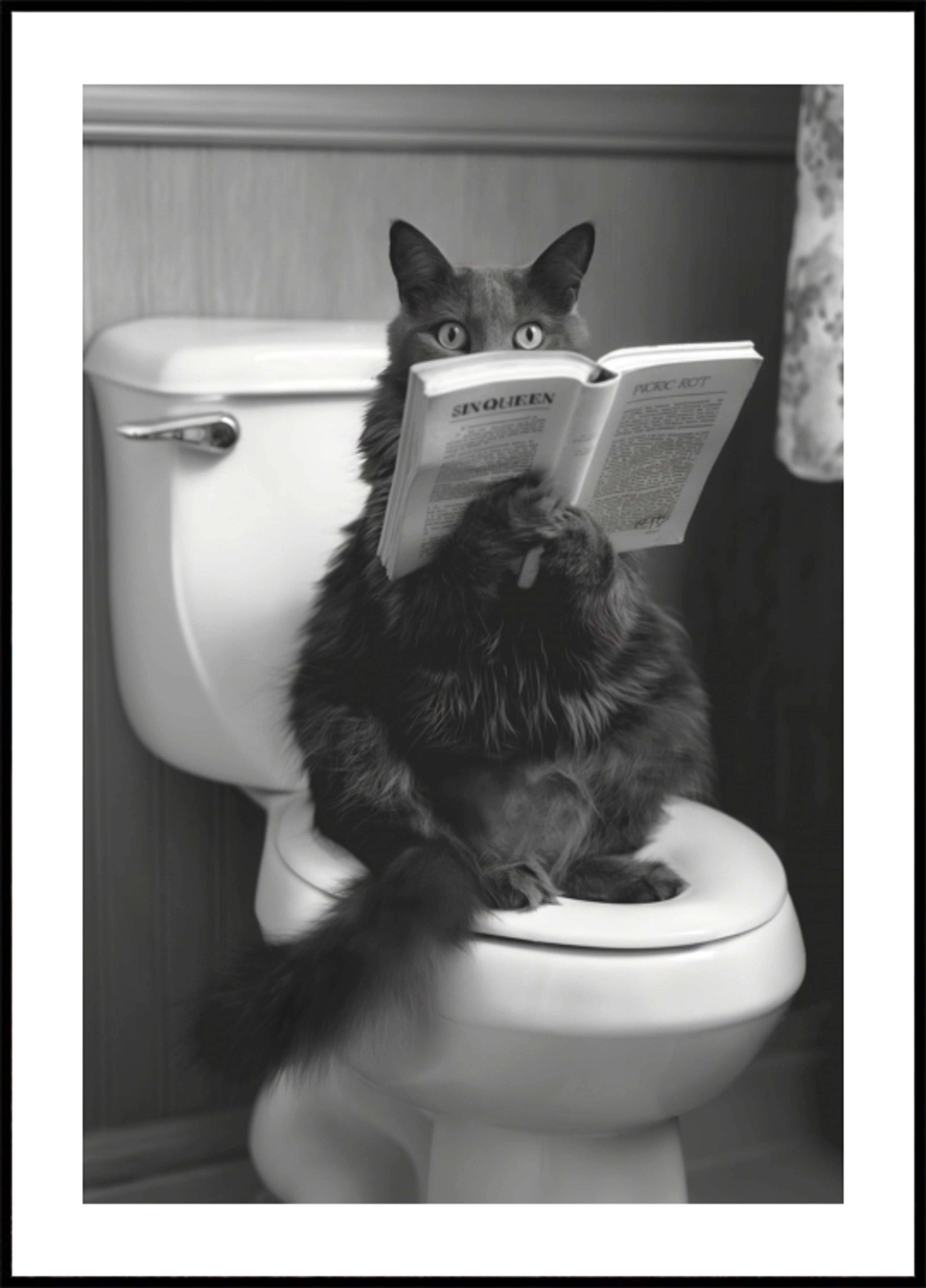 Leitura de gato no banheiro