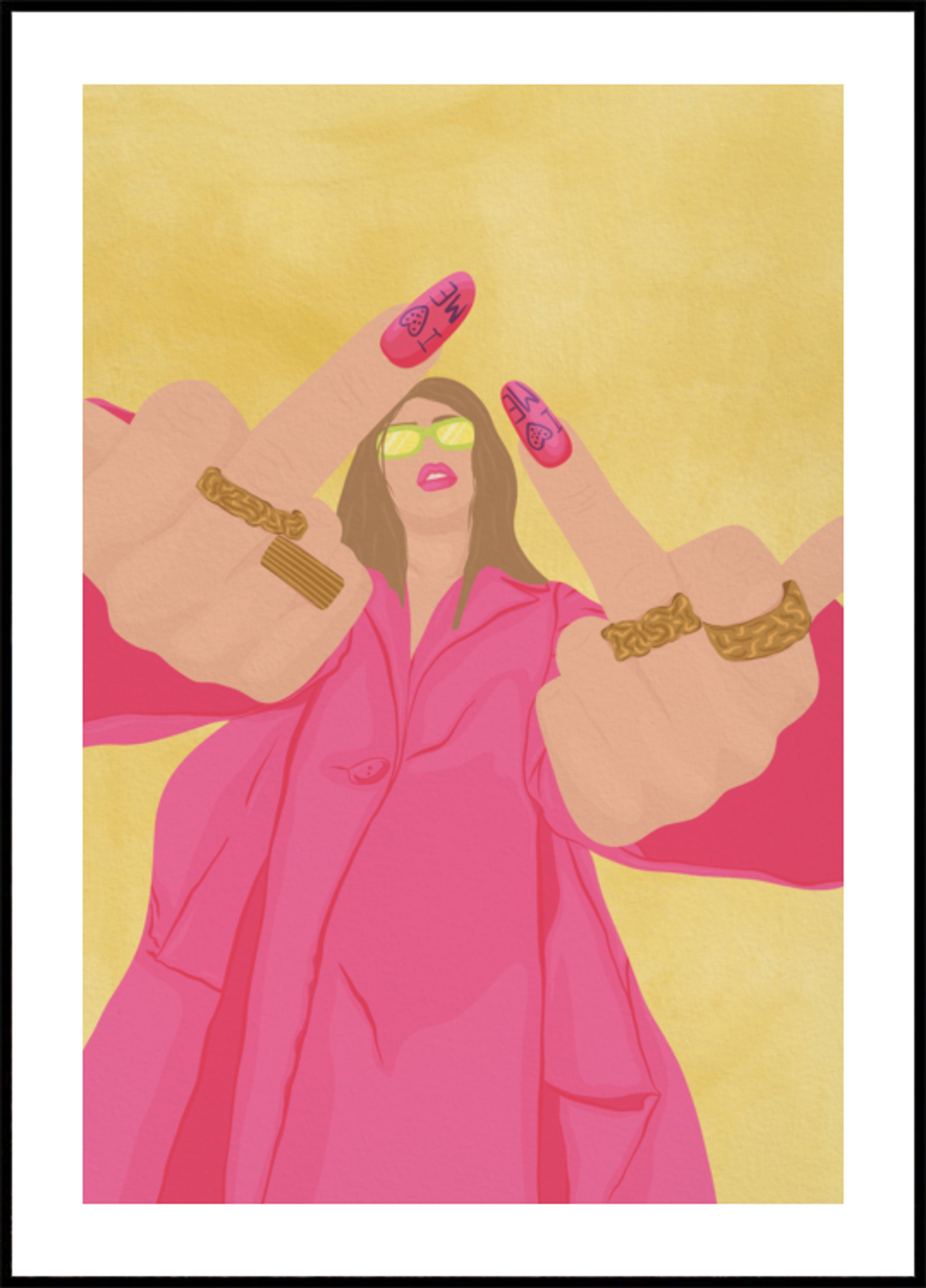 Sinal V da moda rosa
