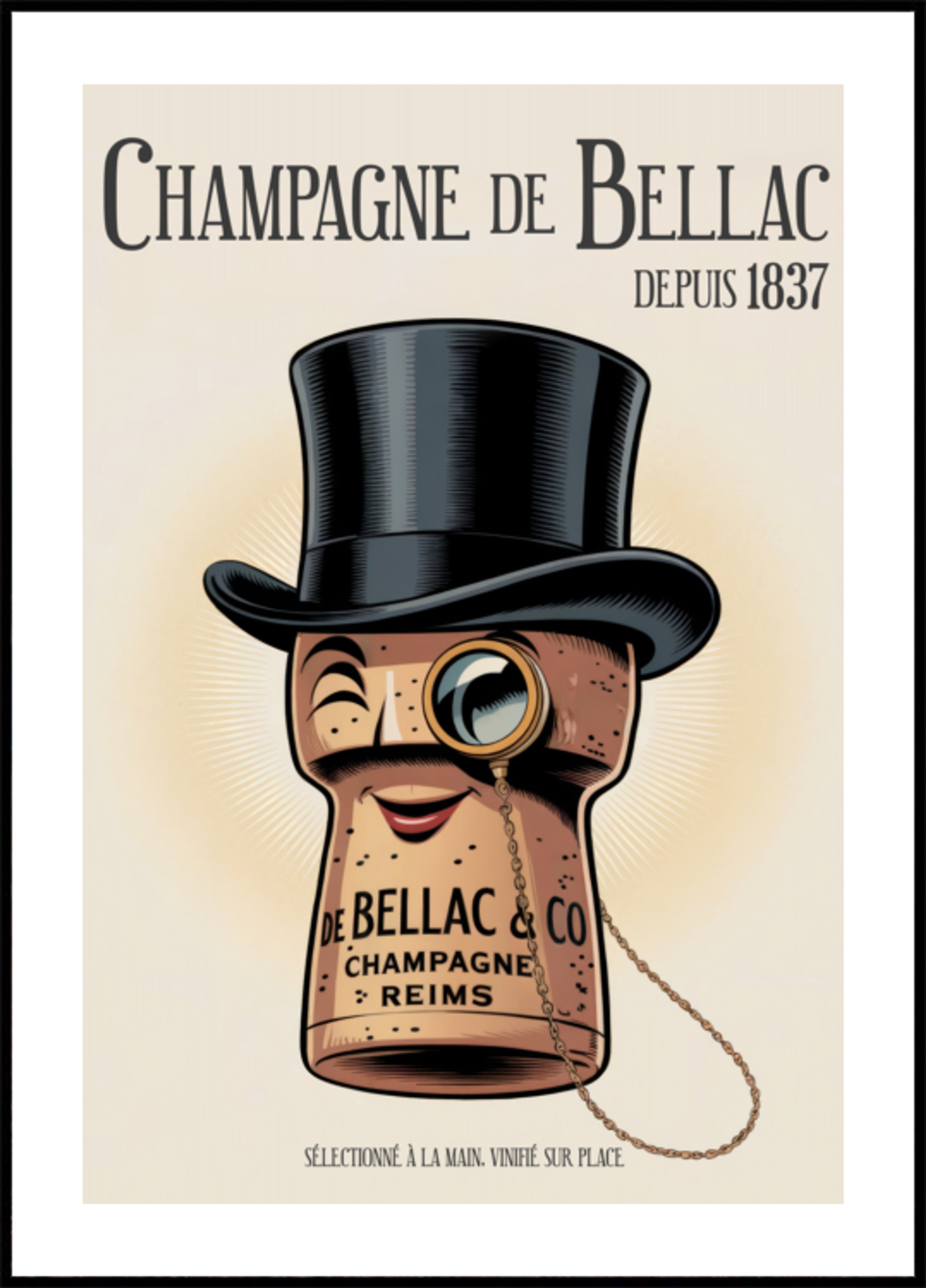 Personagem elegante de rolha de champanhe